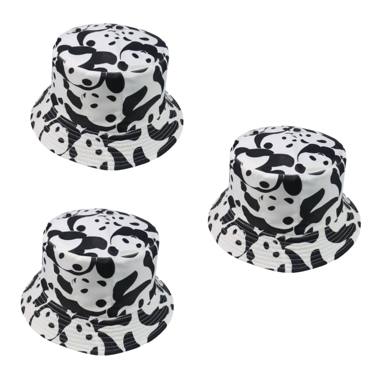 SHERCHPRY 3pezzi Cappello Secchiello Unisex Due Lati con Stampa Panda Cappello da Pescatore Estivo con Visiera Larga per Adulti Traspirante e Fashion per attività all Aperto Stile Panda