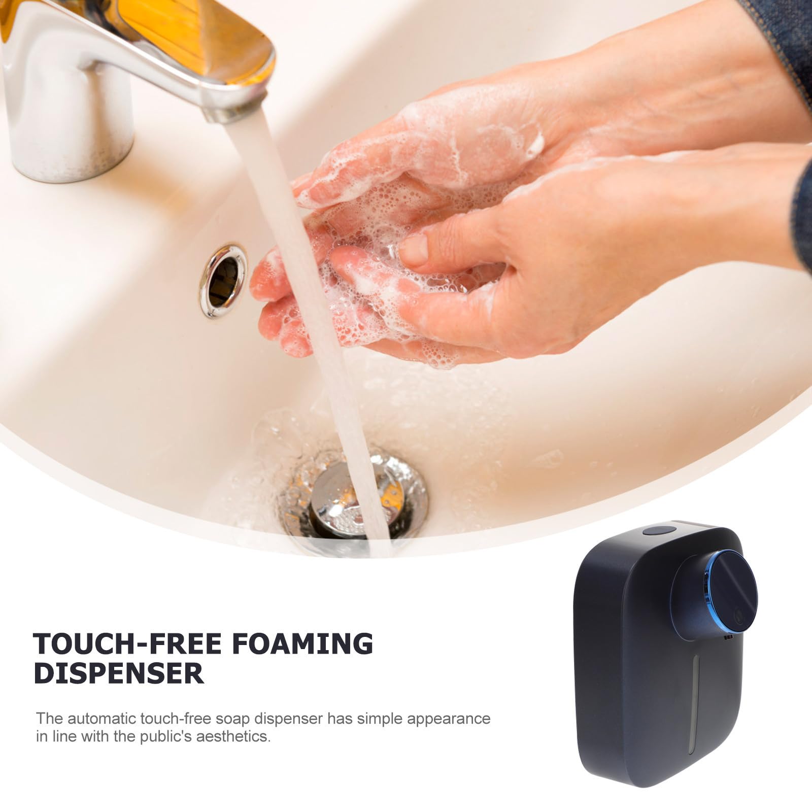 DOITOOL Dispensador de Jabón Espumoso Recargable sin Contacto de Pared Sensor Automático y Batería de 1500mah para Baños y Aseos de Abs