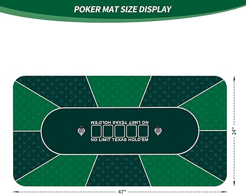 Miniatura 2 de nuveti Mesa de póquer de 47 x 24 pulgadas, cubierta de mesa de póquer portátil Texas Hold'em, mesa de póquer plegable, parte inferior de goma
