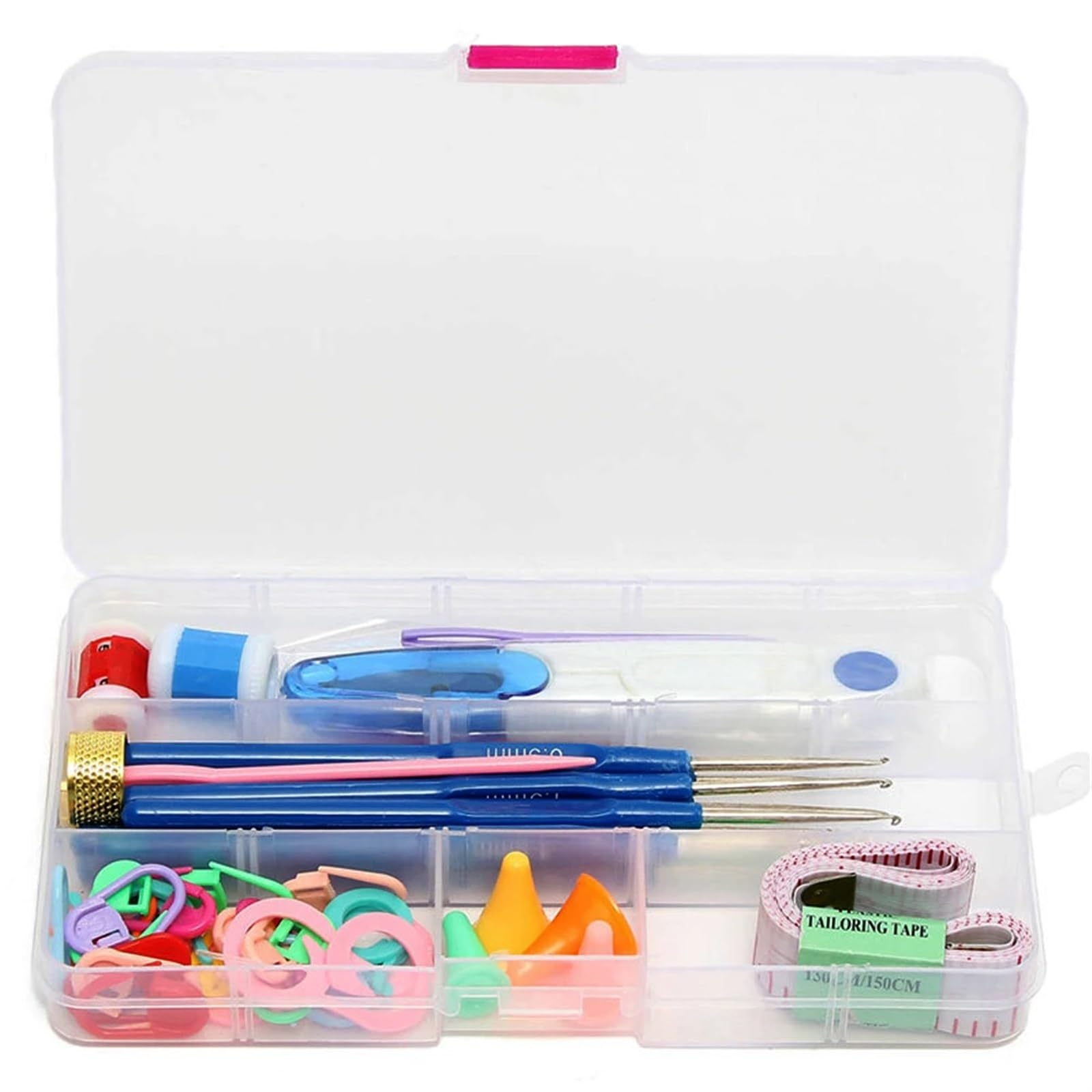 Agujas de Crochet de Acero Inoxidable de 16 tamaños, Puntadas, Estuche for Manualidades de Tejido, Juego de Crochet, Herramientas de Costura for Manualidades de Tejido Trapillo