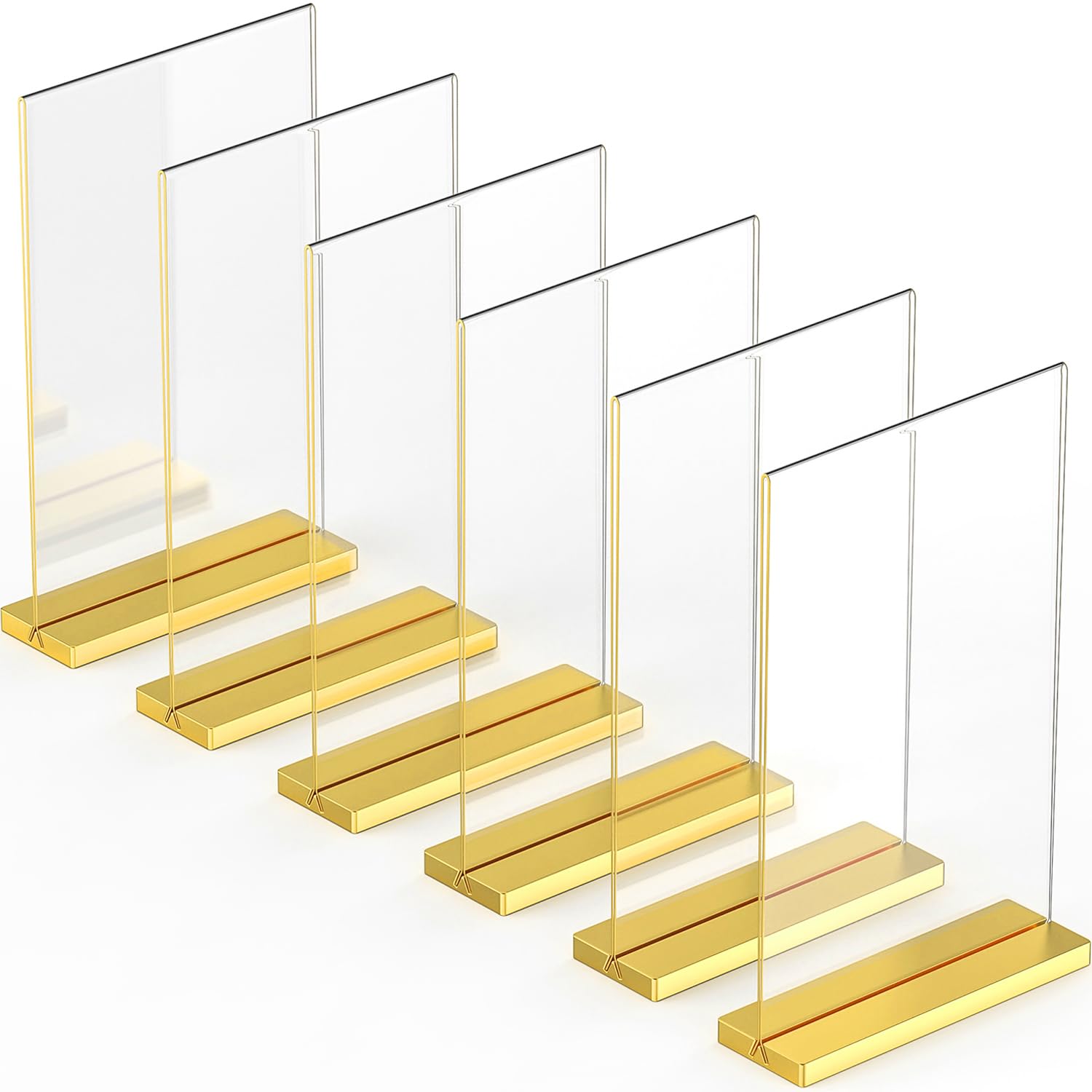 Dasher Products Gold Luxurious Acrylic Frames A4, 6 Pack, Stunning Photo Displays, Enhance Your Event Ambience With Exquisite En Table Number Holders, Showcase Memories In Style With Elegant Sign Holder