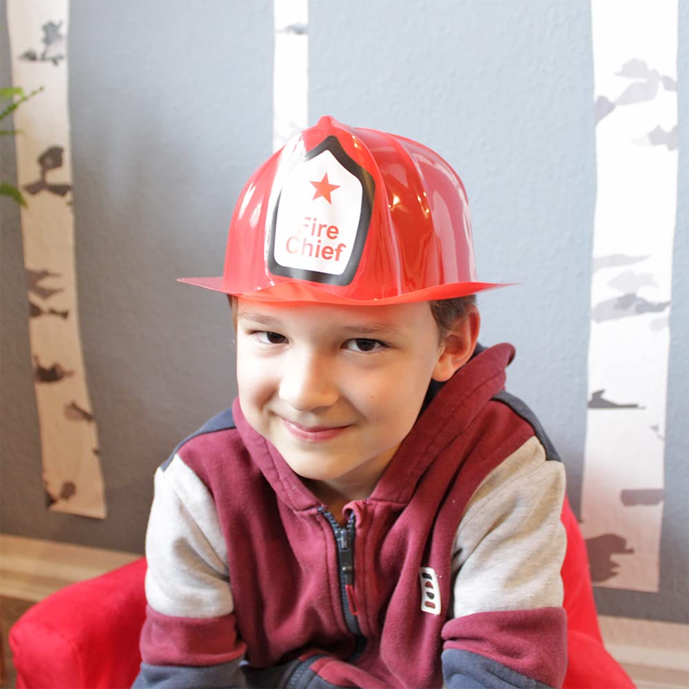 BEMIRO Kinder Feuerwehrhelm aus PVC - ca. 26 cm lang, Roter Feuerwehrhelm für Kinder, Faschingskostüm für Kinder, Feuerwehr Geburtstag…