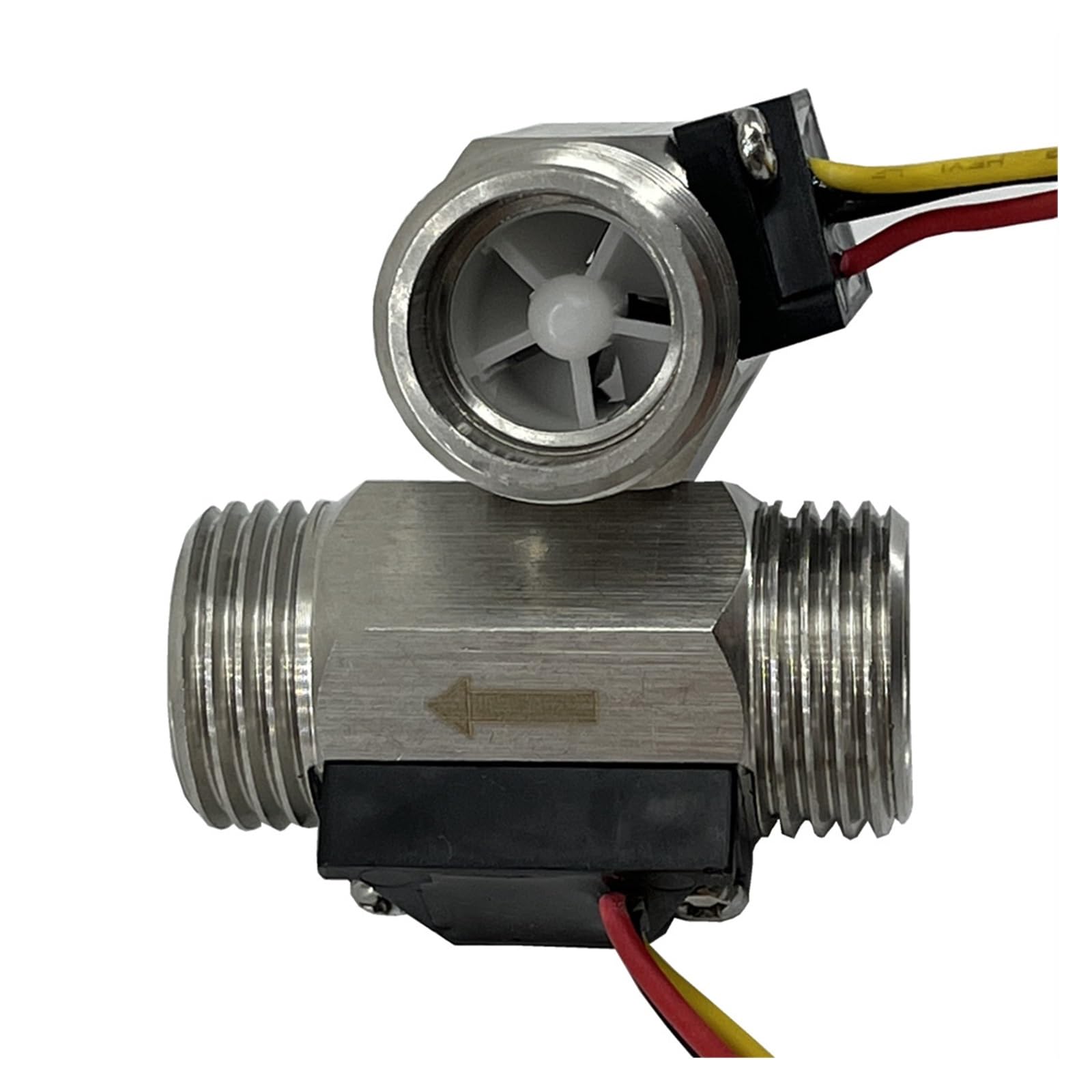 G1/2" 1~30L/Min Sensore di Flusso d'Acqua ad Effetto Hall in Acciaio Inossidabile Misuratore di Flusso d'Acqua a turbina NPN a impulsi DN15 per Acqua Liquida, Diesel(5-24Vdc)