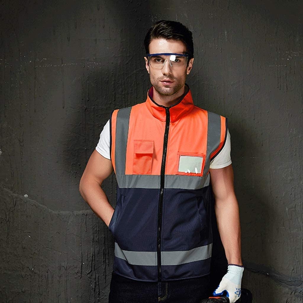Chaleco de alta visibilidad, traje reflectante de cuello alto, tela de seda de baja elasticidad, chaleco reflectante de seguridad, súper alta visibilidad, adecuado para chaleco de construcción