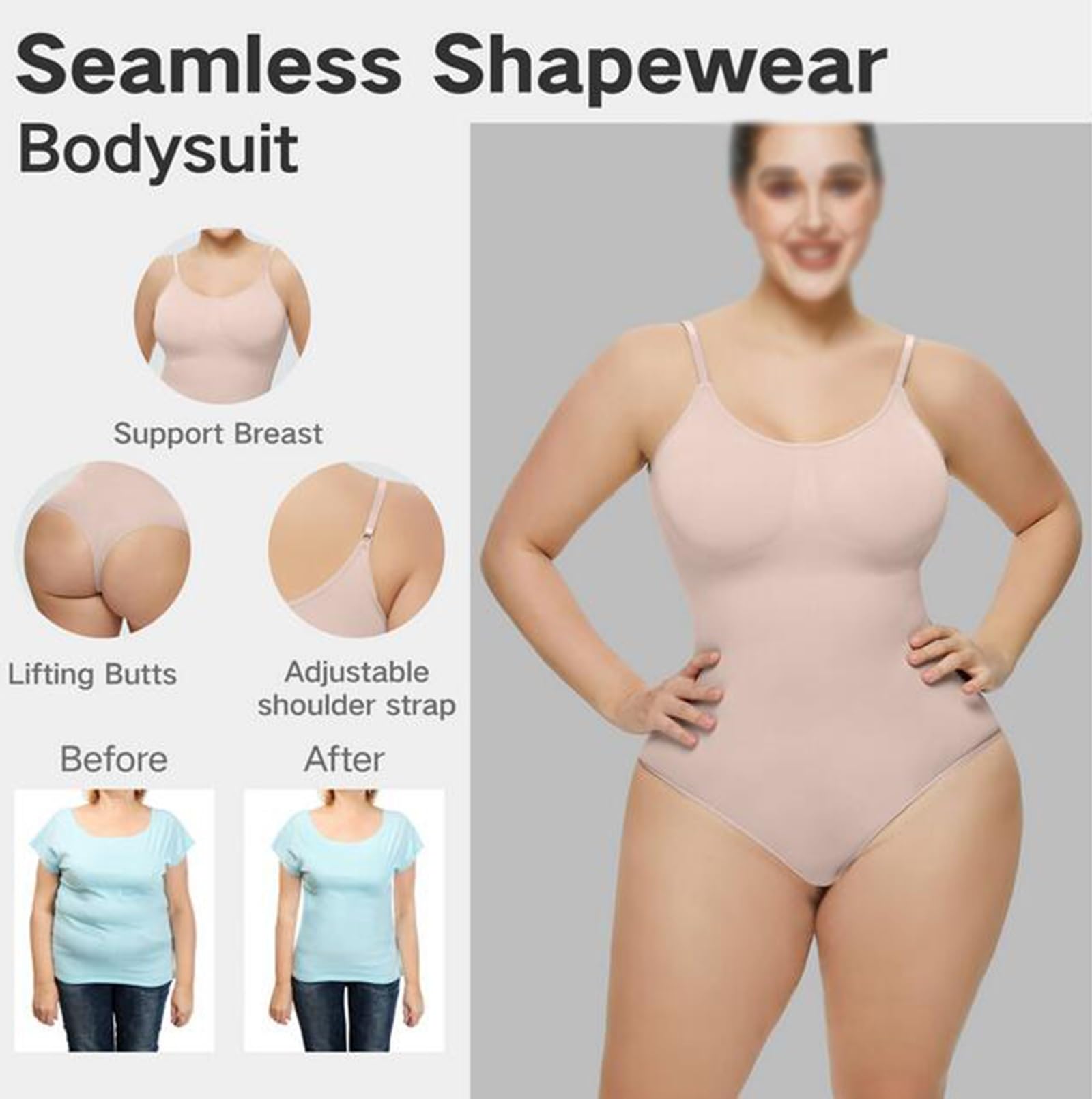 LYGXWJFC Body dla kobiet Bielizna modelująca brzuch Bezszwowe rzeźbienie Backless Stringi Body Tank Top