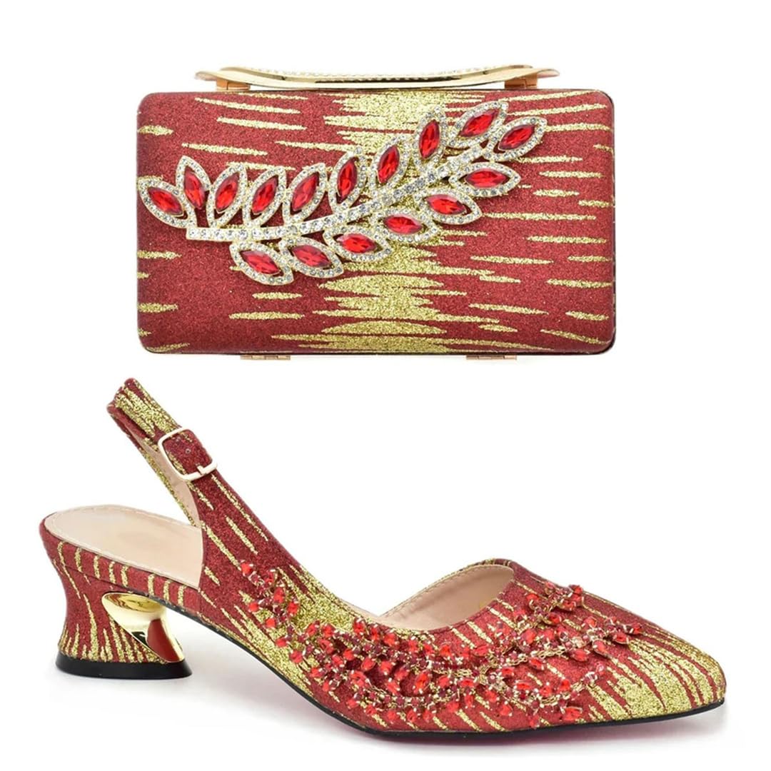 Luxuriöses italienisches Schuhbeutel-Set für Damen, verziert mit Strasssteinen, afrikanische Hochzeit, Schuhbeutel-Set