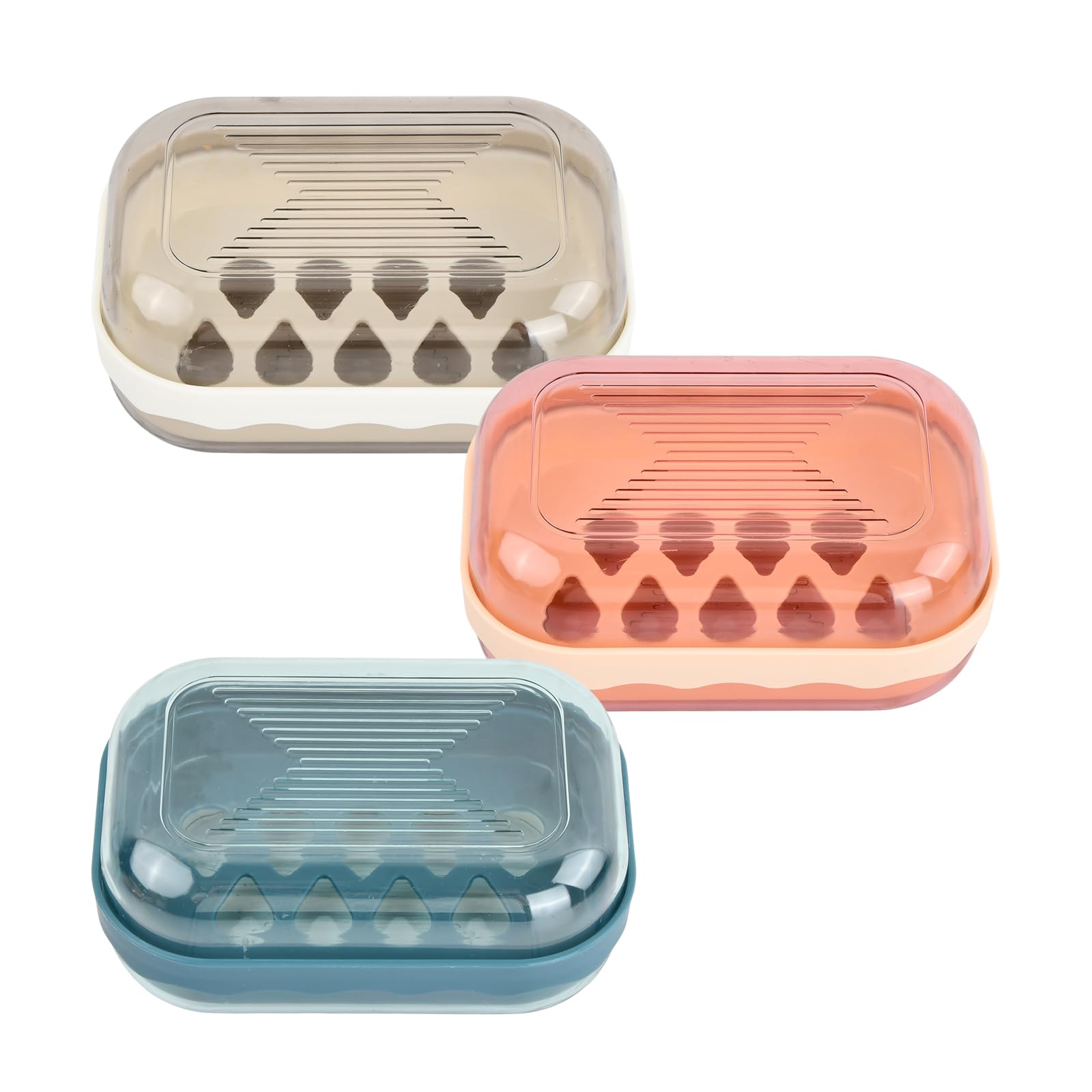 3 Pcs Portable Travel Soap Case, Soap Dish with Draining Board & Removable Tray & Cover, Waterproof Leakproof Sealed Soap Box, Premium Plastic Shampoo Bar Case, Perfect for Bathroom, Kitchen, Outdoor