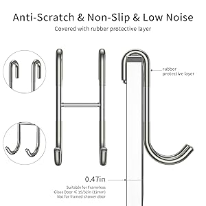 Shower Squeegee Set, Include Shower Door Hook, Adhesive Hook and Spare Silicone Blade, Window Squeegee for Shower Glass Door, Bathroom, Mirror, Window Car Glass 14Inches Silver