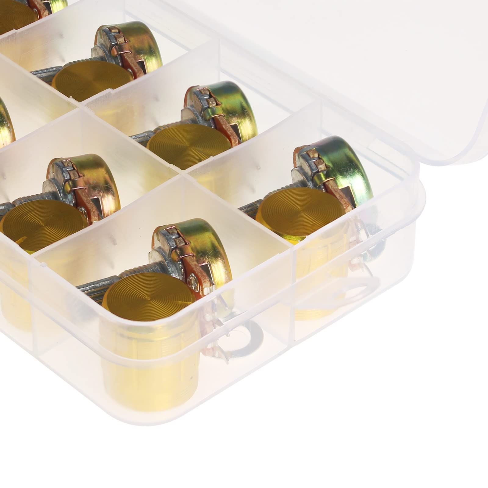 Confezione da 10 potenziometri WH148 con pomello in lega di alluminio dorato, 15 mm, 3 pin, 5 K, 10 K, 20 K, 50 K, 100 K, 250 K, 1 m, kit potenziometro (5 K Ohm)