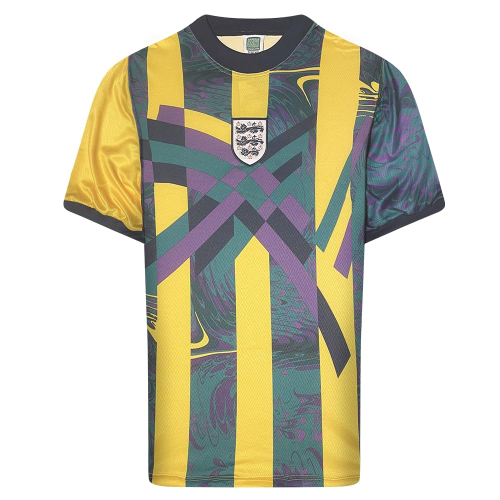England 1996 Home Retro Goalkeeper Shirt Polyester Made By: Score Draw Men's Yellow Large