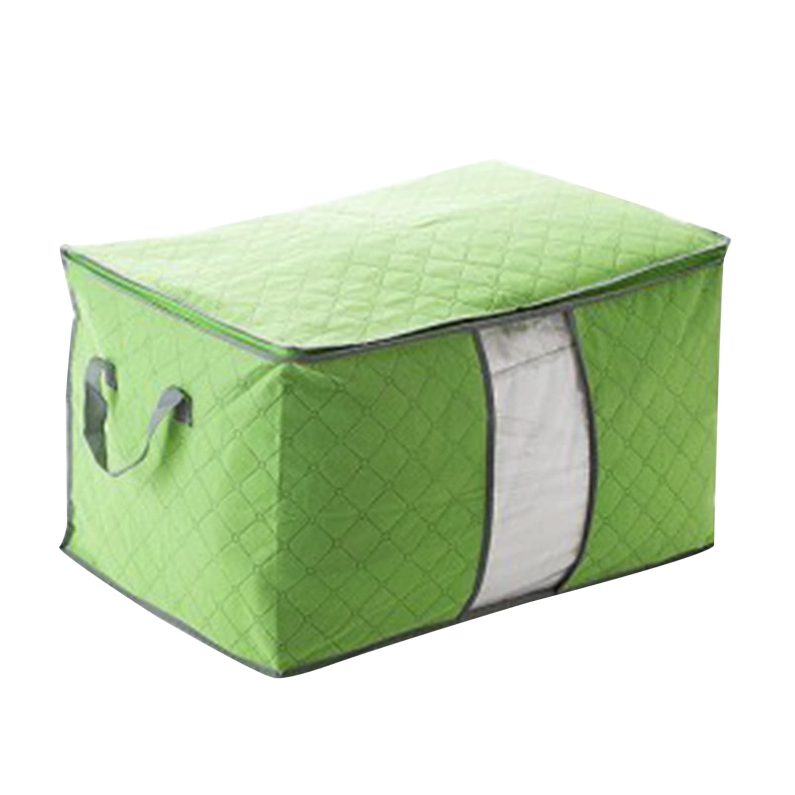90L Large Capacity Foldable Storage Bag Organizers with Large Clear Window & Carry Handles, Zippered Cubes for Comforters, Blankets, Bedding (Green, 60x42x36cm)