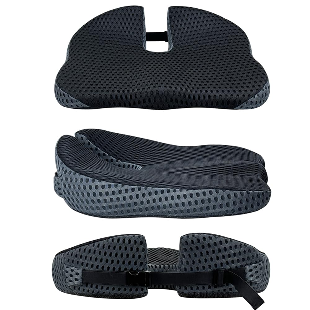 Orthopädisches Autositzkissen Memory Foam - Ergonomisches Keilkissen & Sitzkissen für Auto & LKW - Entlastung von Steißbein & Ischias - Sitzerhöhung Fahrersitz