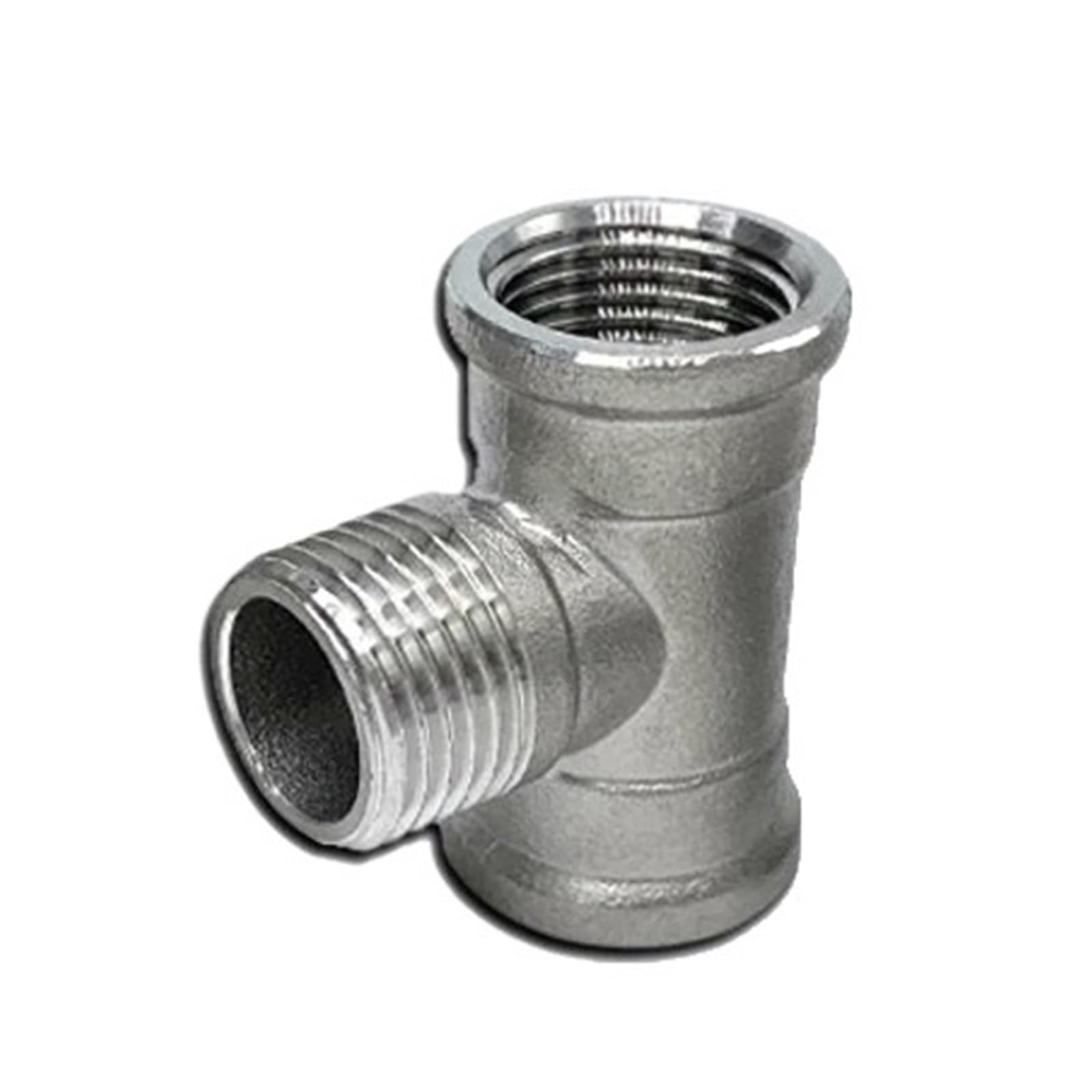 Conector de junta de acero inoxidable 304 BSP macho a hembra de 1/4-2 pulgadas FFM FMF MMF MFM de 3 vías tipo T de tubería de agua SS304 (MFM, 1 pulgada)