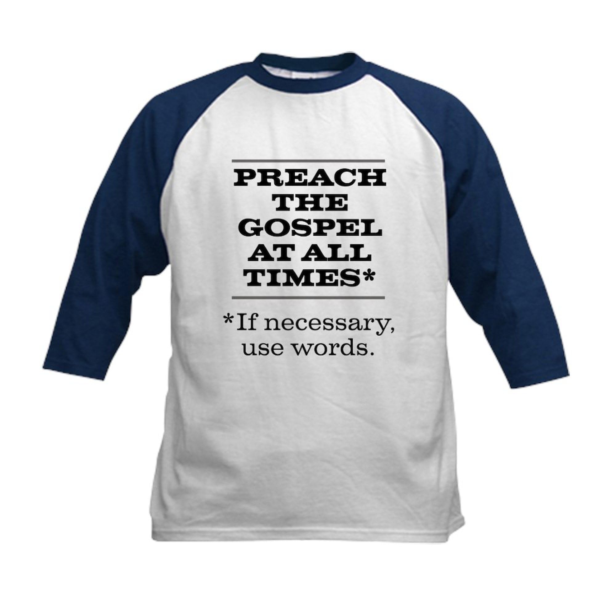 CafePress Preach The Gospel 2 Kids Baseball Jersey Kids Cotton Baseball Jersey, 3/4 Raglan Sleeve Shirt Navy/White