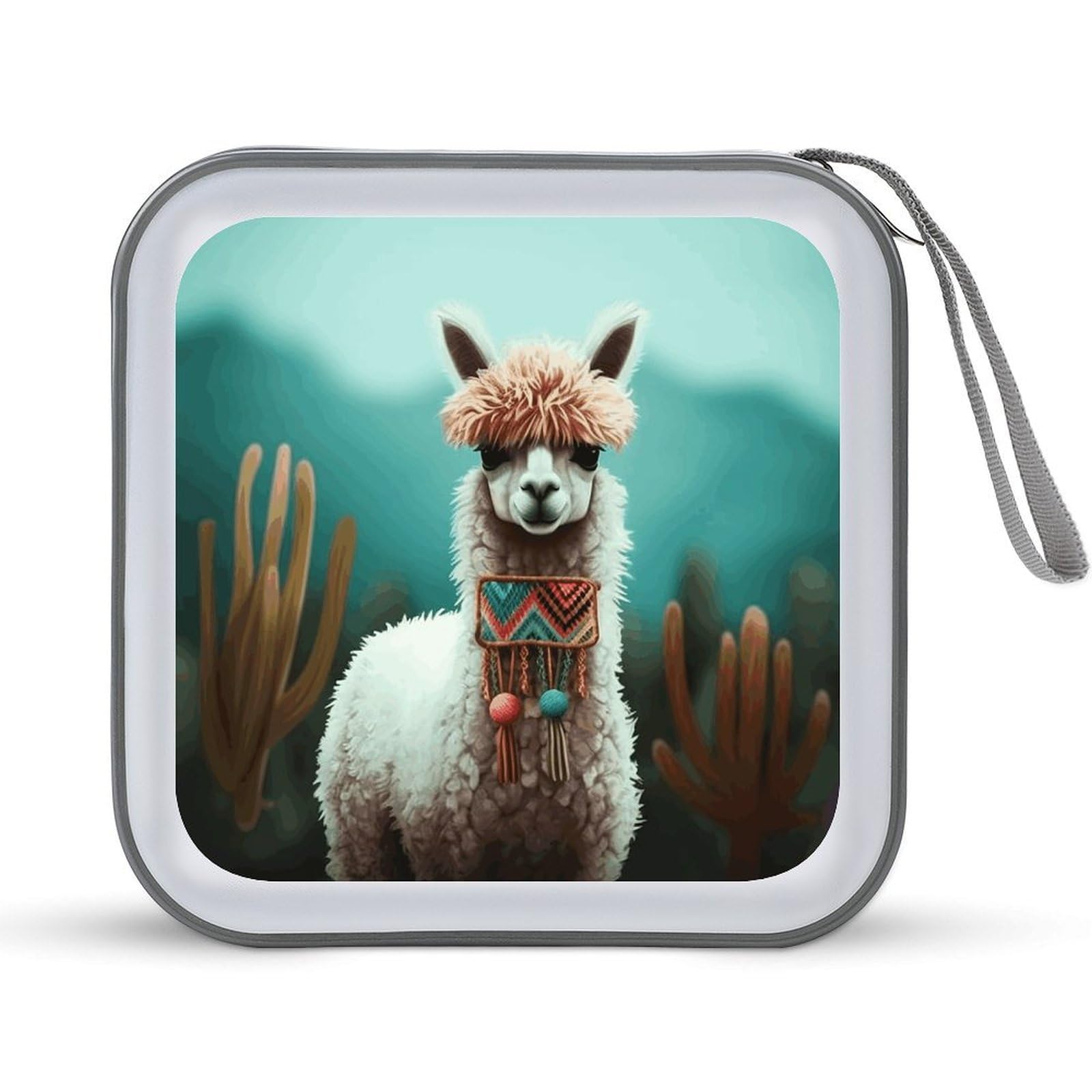 VstaDank Alpaca_78176337 CD Case with Hand Strap Lightweight DVD Wallet Holder 40 Capacity CD/DVD Case Wallet Protective CD Wallet CD/DVD Portable Storage Binder for Car Home Office
