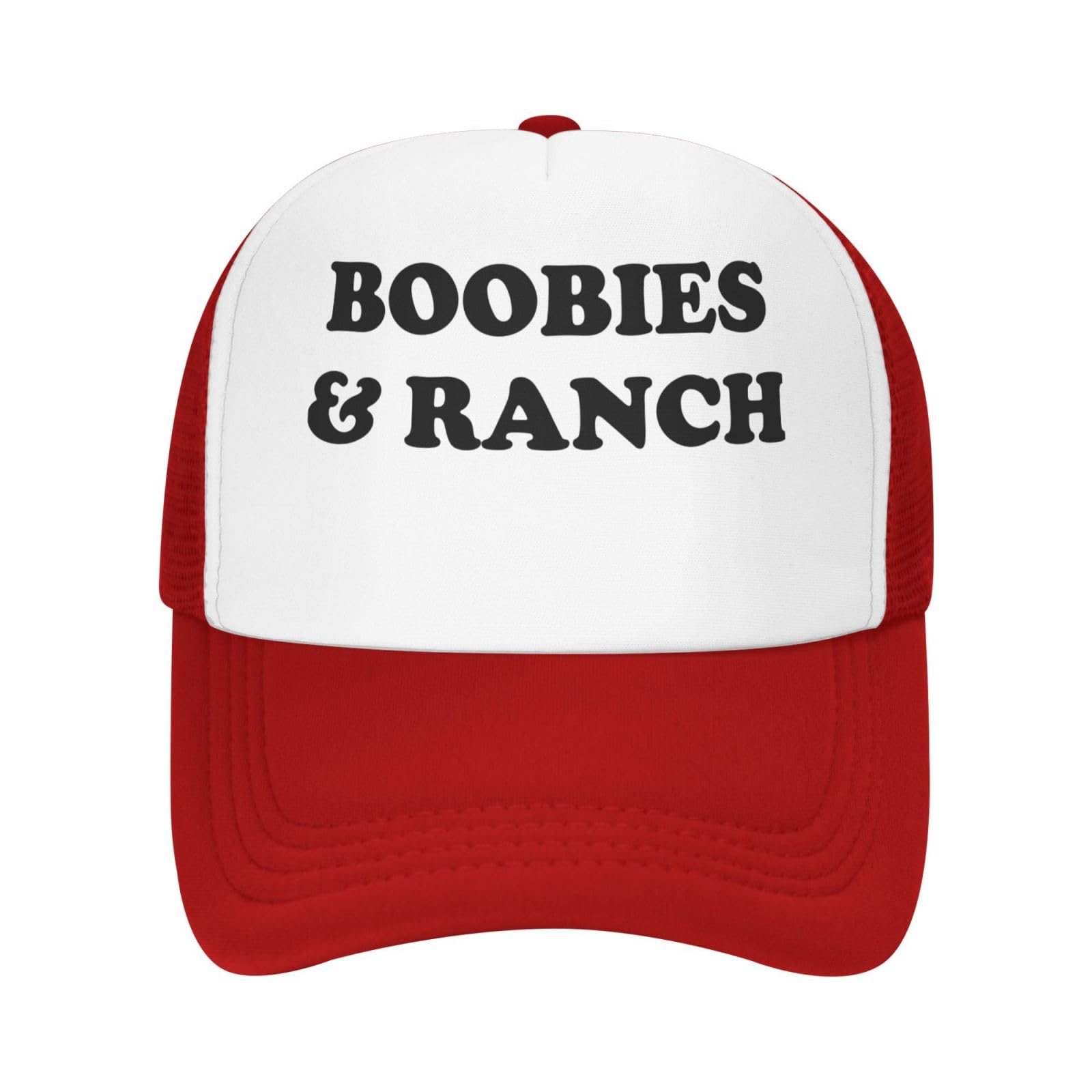 Boobies and Ranch Baseball Hats for Men Adjustable Dad Hat Gift for Men/Women Trucker Cap,Red
