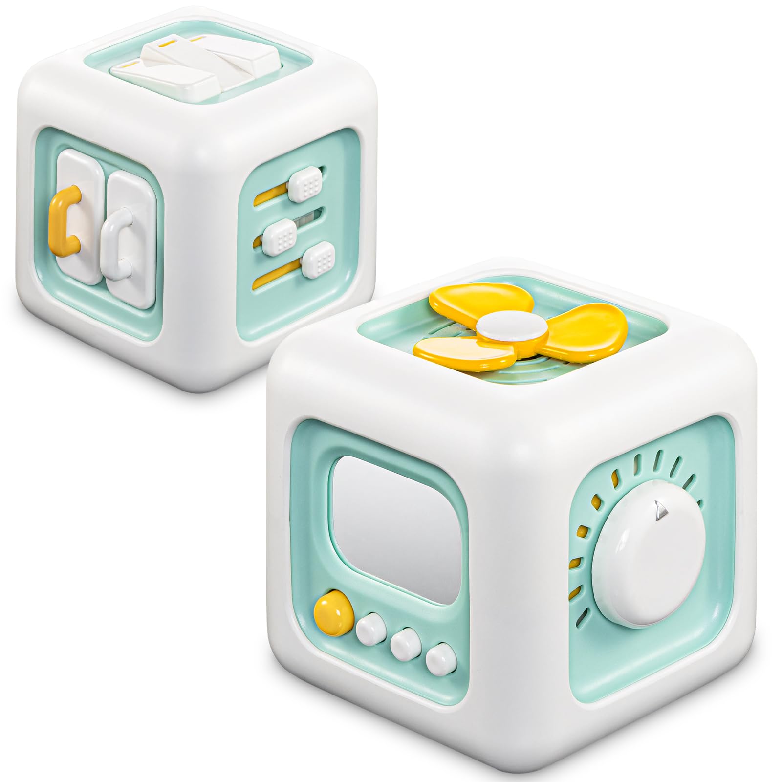 Busy Cube Toy, Sensory Toys for Toddlers 1-3, Baby Car Seat Toys 12-18 Months, Toddler Airplane Travel Toys Age 1-2, Learning Fine Motor Skills, 1st Birthday Gifts Boys Girls
