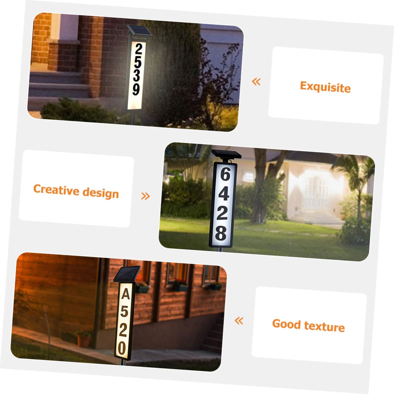 Luce Solare Esterno per Numeri Casa Lampada Giardino con Pannello Solare Facile Installazione Compatta e Decorativa per Indicazione Indirizzo Notturna