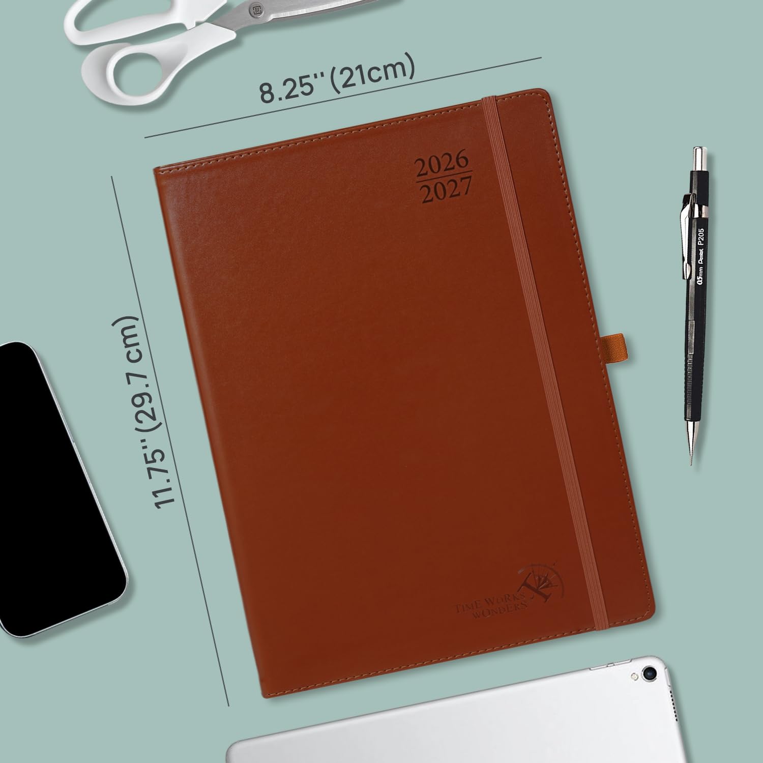 POPRUN Agenda 2026-2027, 21 cm x 29,84 cm, settimanale e mensile | Luglio 2026 – giugno 2027, agenda oraria e agenda appuntamenti da 15 minuti, linguette mensili, tasca interna, bordeaux