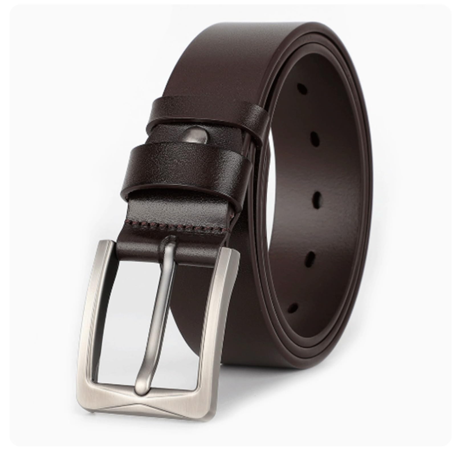 Krxsobnv Men's Coffee Leather Belt, Whole Cowhide For Gift Dress Casual Belts Adjustable Belt Stylish(,120Cm)