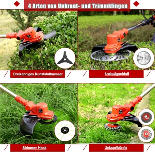 Akku Rasentrimmer für Makita-Akkus mit 5 Klingentypen Bürstenlose Rasentrimmer mit Unkrautbürste(ohne Akku) – Bild 3