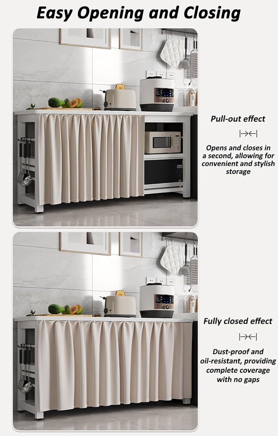 Cupboard Cabinet Curtains for Kitchen Shelves Pleated Short Privacy Curtains for Closets Without Doors Dust-Proof Shades Valance Shelf Curtain for Under Sink Wardrobe Desk Pantry(Beige,23.6x31.5 in)