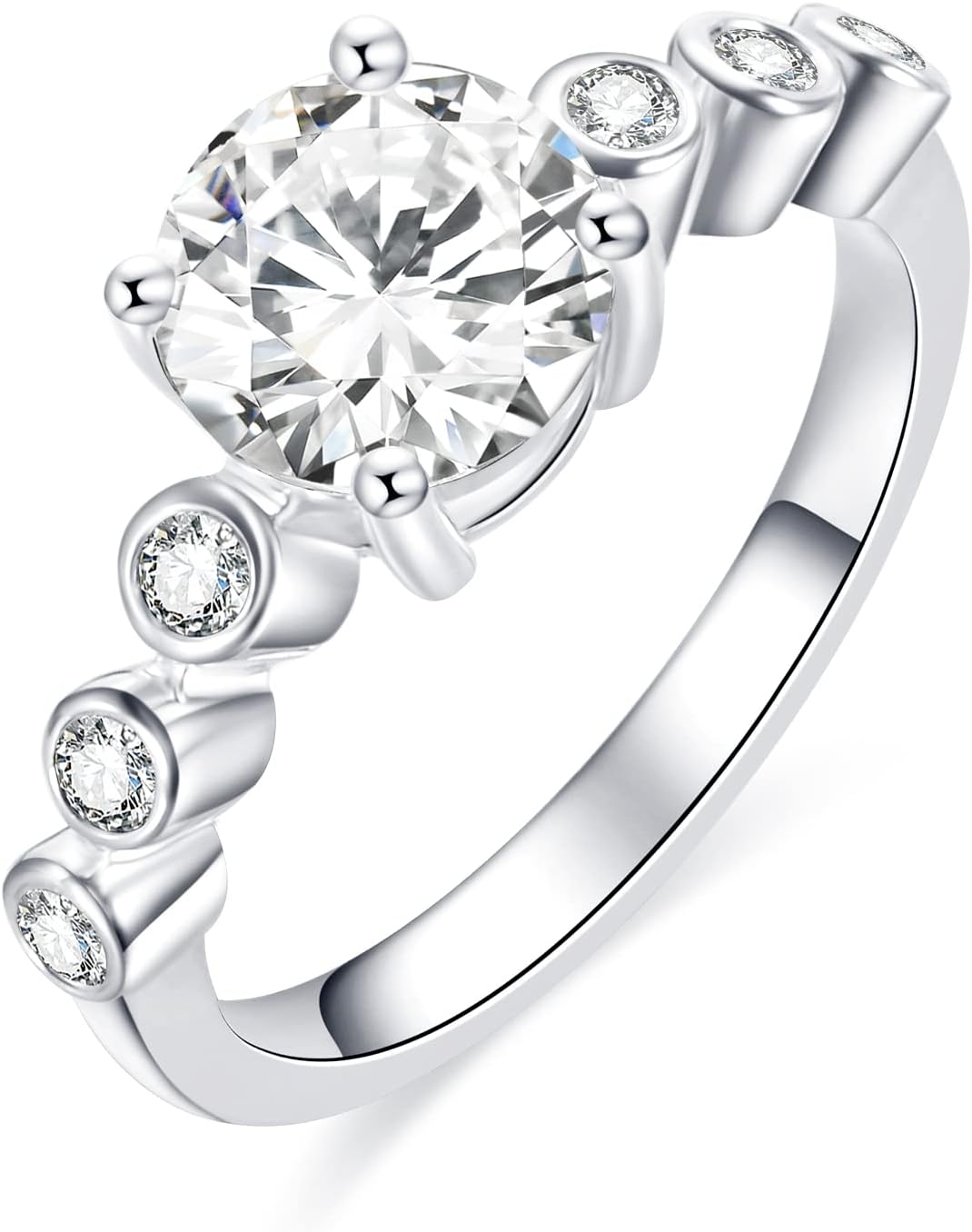 Moissanite Rings For Women Moissanite 18K White Glod Plated S925 Sterling Silver Solitaire Engagement Rings Promise Ring