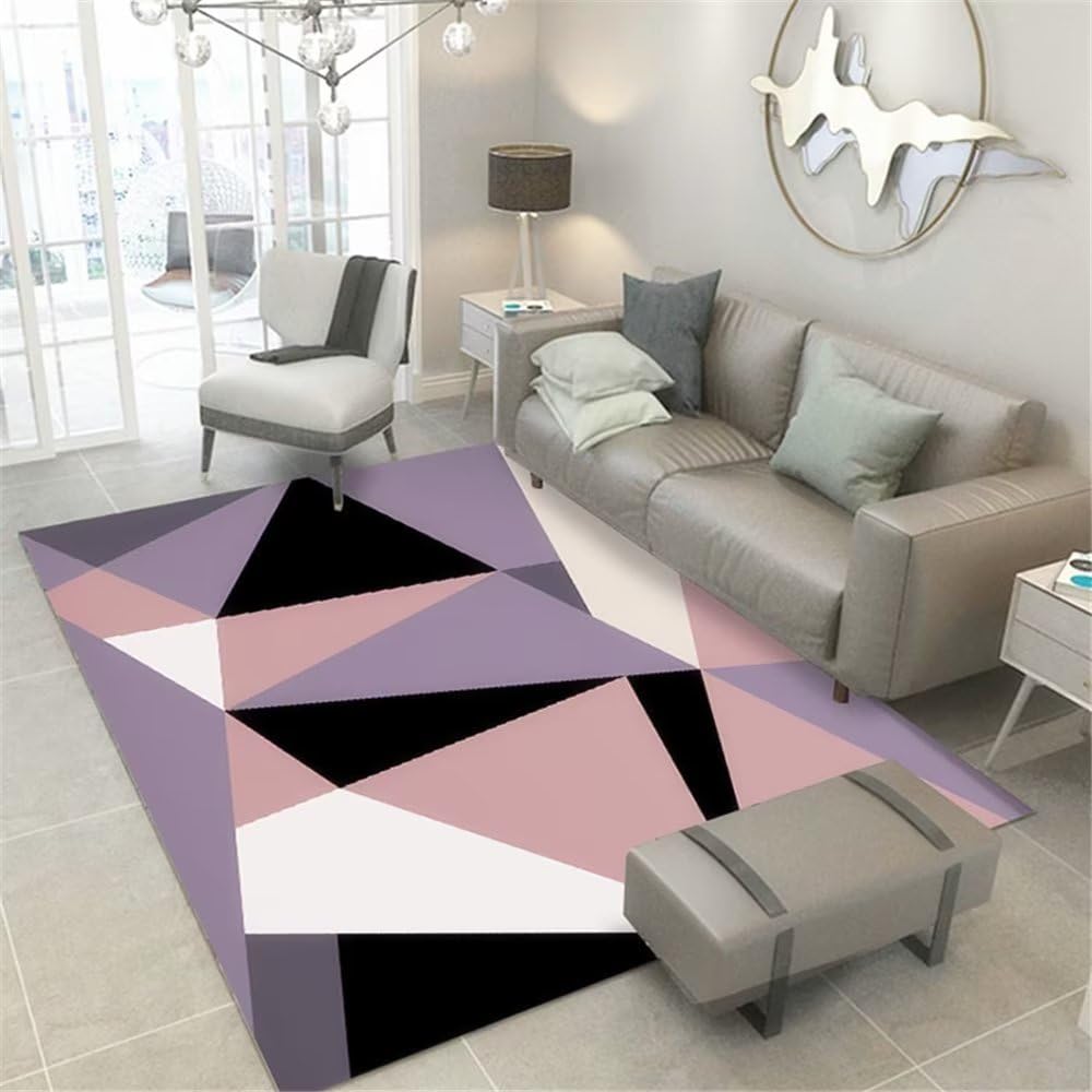 Tapis rouge géométrique 180x250cm abstrait pour salon et entrée