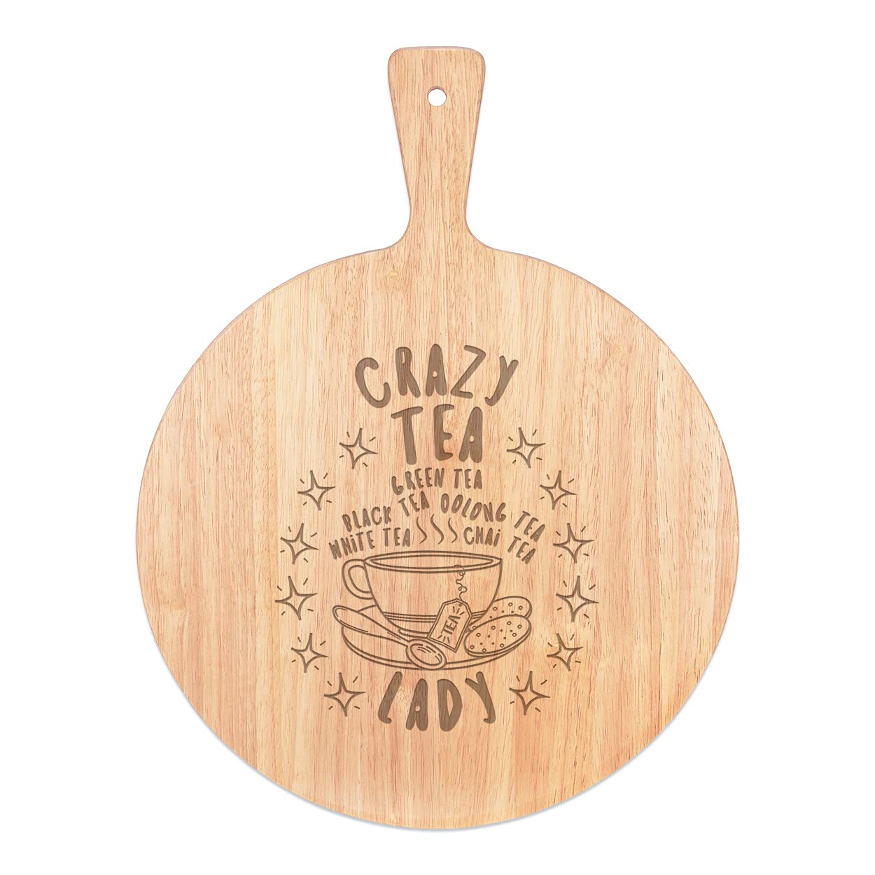 Plateau service rond en bois 45x34cm Fou Thé