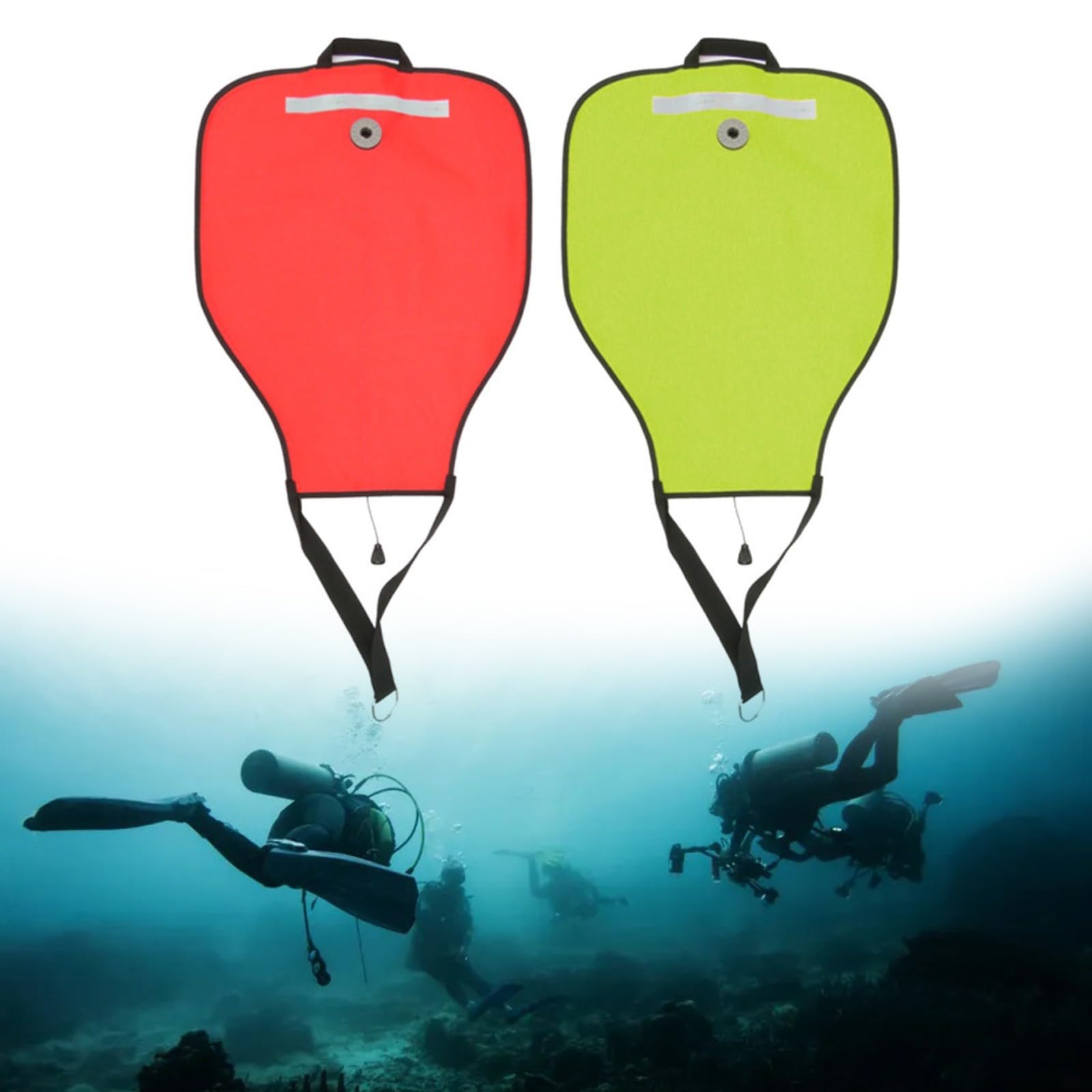 Sacca di sollevamento ad alta visibilità, 22,7 kg, pieghevole, in nylon rosso, con valvola regolabile, borsa di sollevamento per immersioni subacquee (rosso)