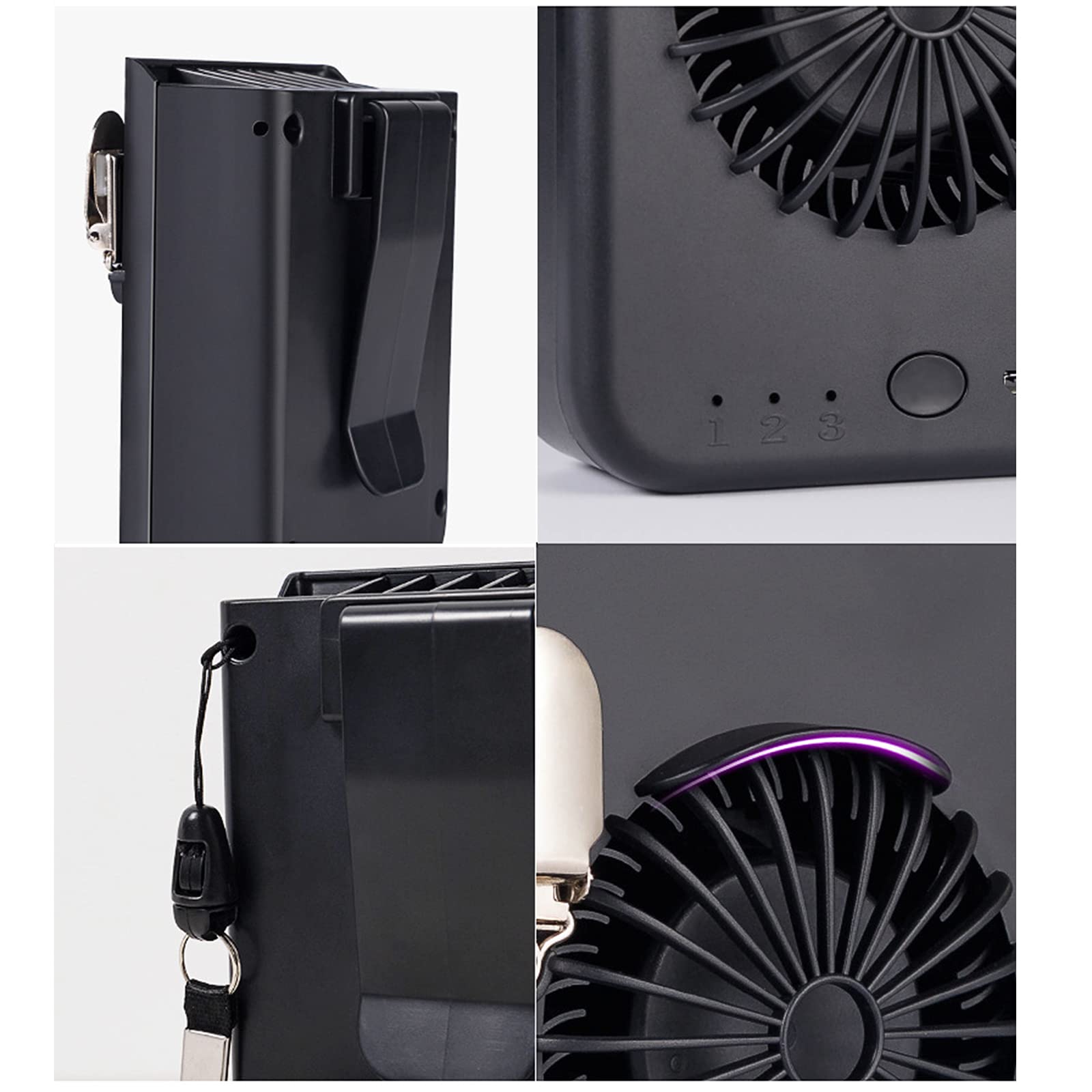 Ventilatore Portatile, Mini Ventilatore Ricaricabile USB Potenti Ventole di Raffreddamento, Esterno, Appeso alla Cintura, con Powerbank 8000 mAh, 3 velocità Commutabili E Abbastanz
