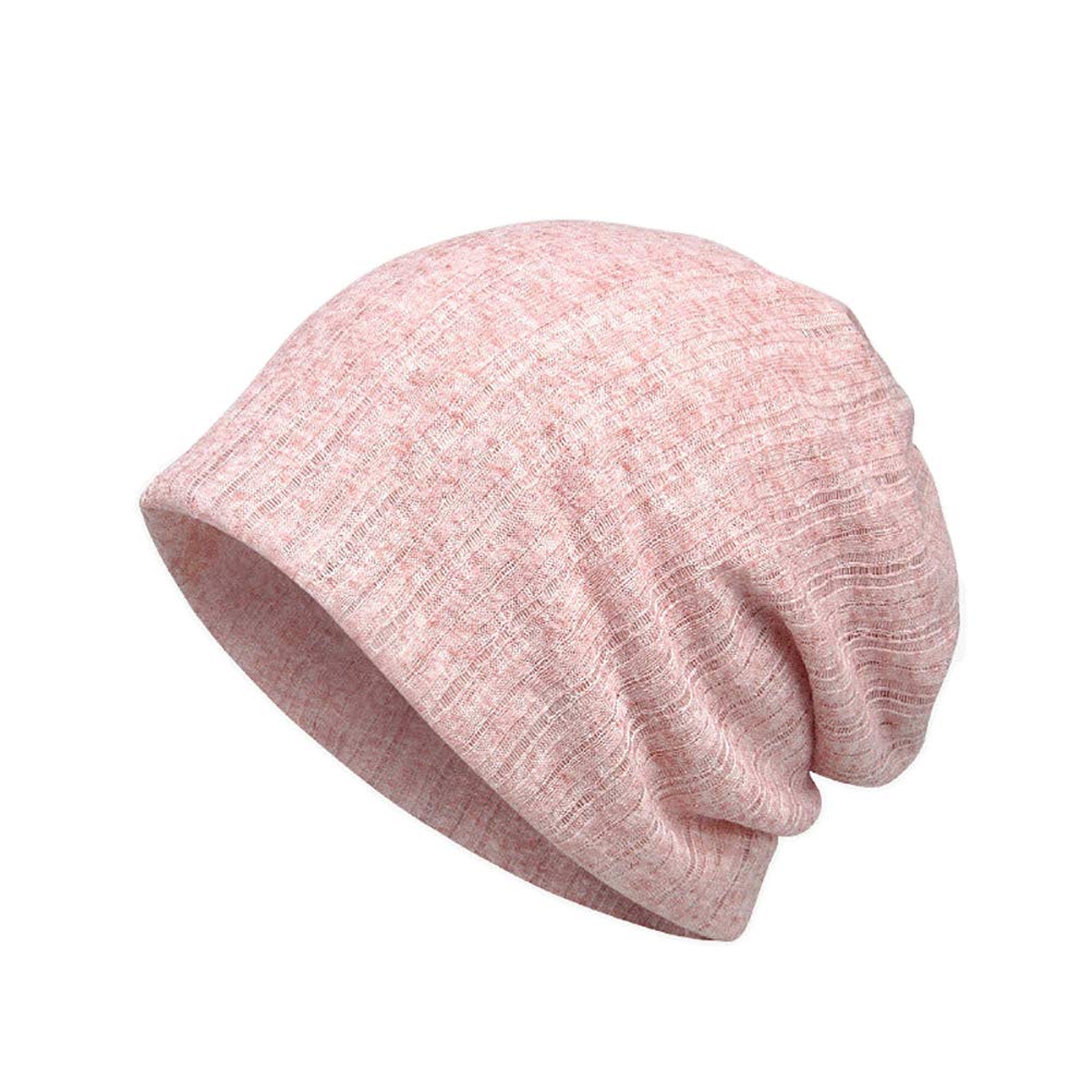 Chemo Headwear Unisex Slouch Beanie Hat Hair Loss Cotton Turban Hats for Women Ladies Pink