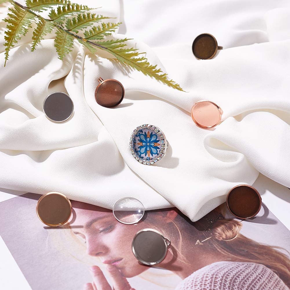 10 Basi Anello Regolabili In Ottone | Per Cabochon, Fai Da Te Gioielli, Bronzo Antico - Foto 3