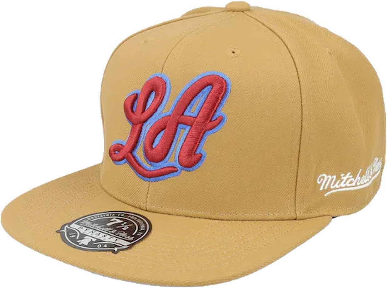 Mitchell & Ness Los Angeles Lakers Sand and Sky Dynasty Fitted Hat Cap - Brown