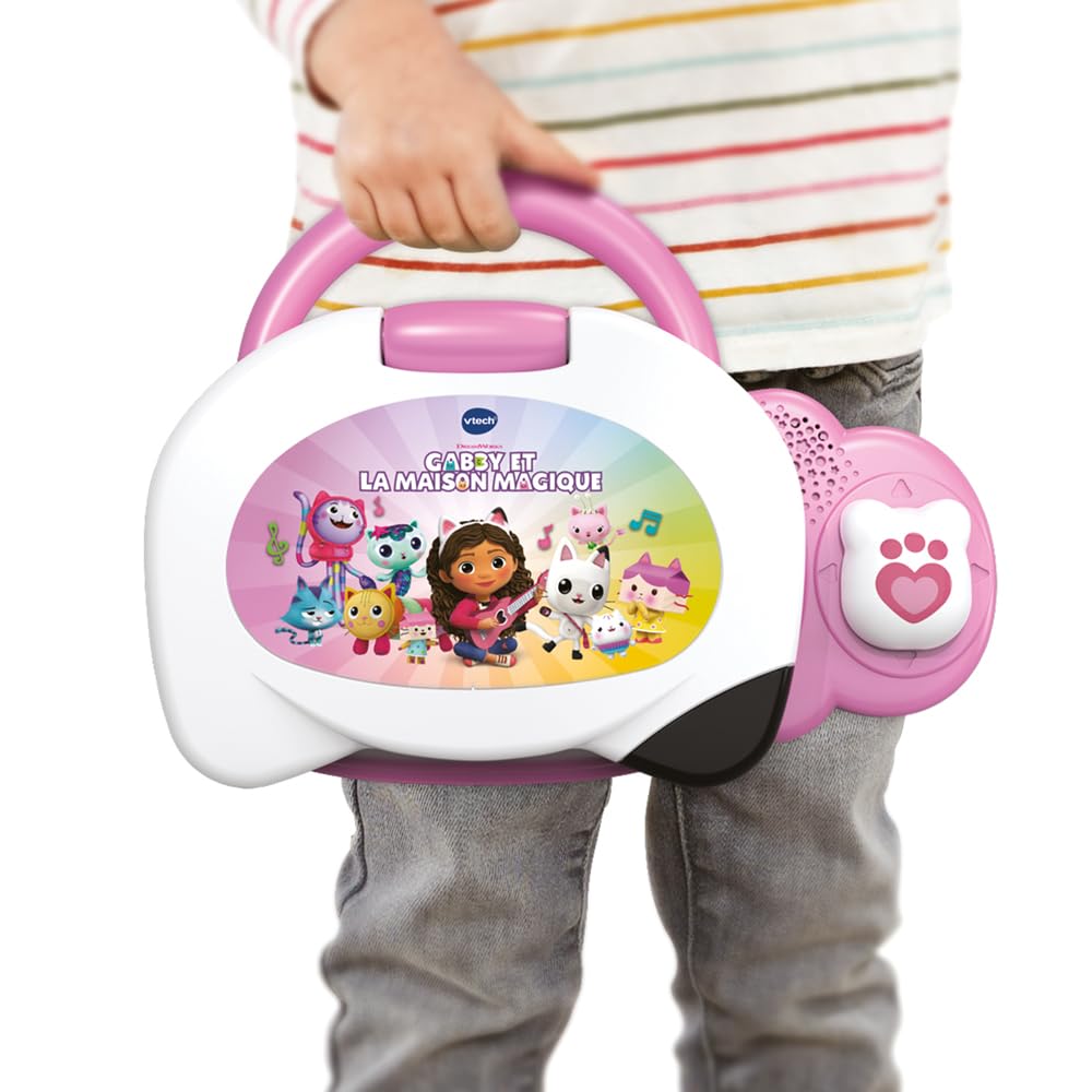 VTech - Mon Ordi Éducatif Gabby et La Maison Magique - Ordinateur Enfant avec Écran Rétroéclairé, Oreilles Gabby Chat Lumineuses et 18 Jeux Interactifs - Cadeau Enfant Dès 3 Ans - Contenu en Français