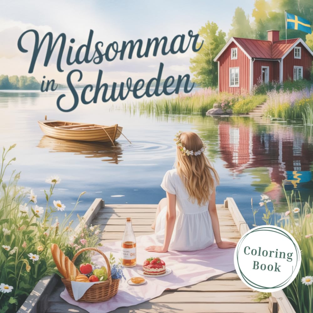 Midsommar in Schweden: Ein skandinavisches Malbuch für Erwachsene zum Stressabbau – 40 entspannende Motive für Ruhe, Achtsamkeit und kleine Auszeiten