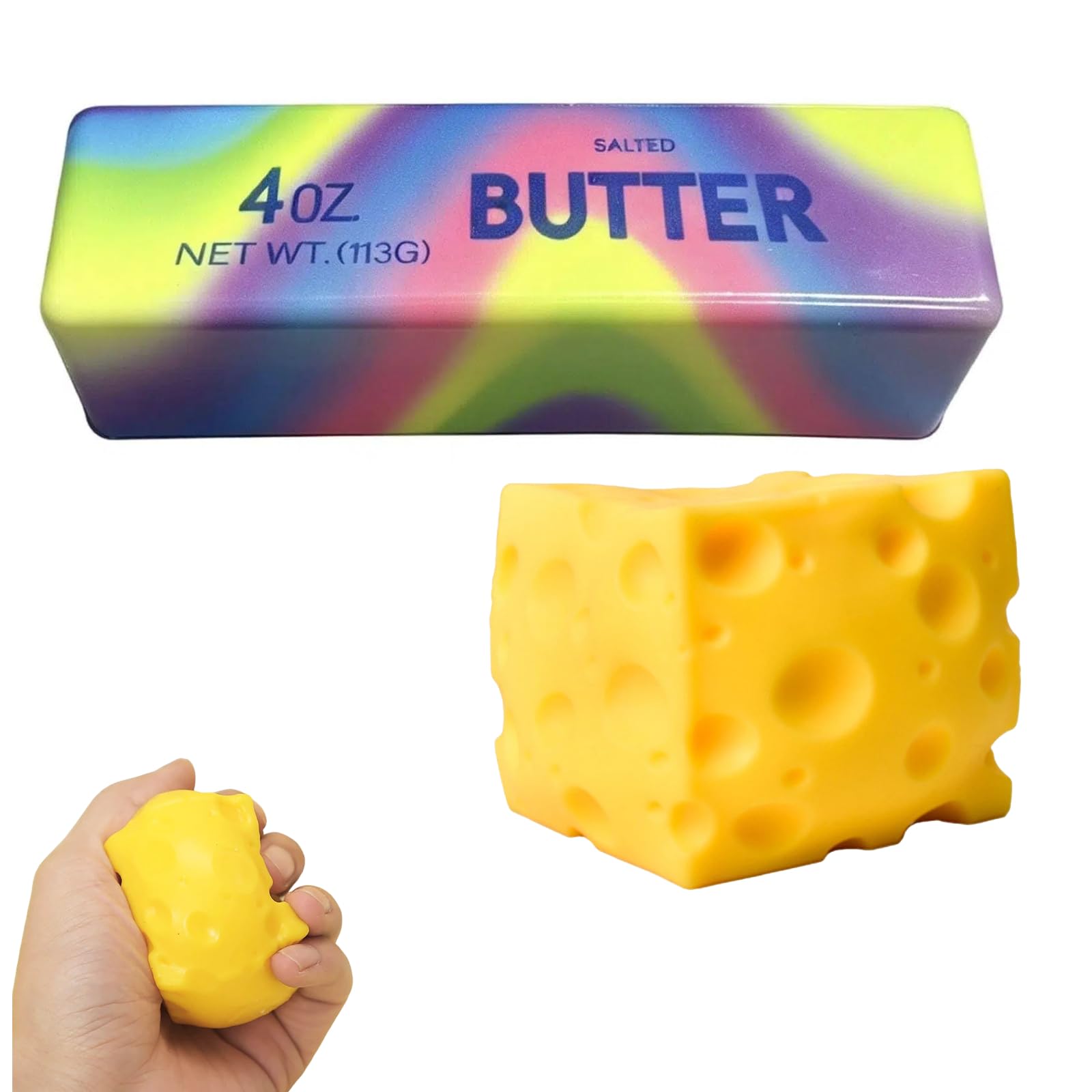 Cheese Squishy| Butter Stress Balls | Adult Sensory Fidget Toy for Anxiety Relief (Butter+cheese) — image 1