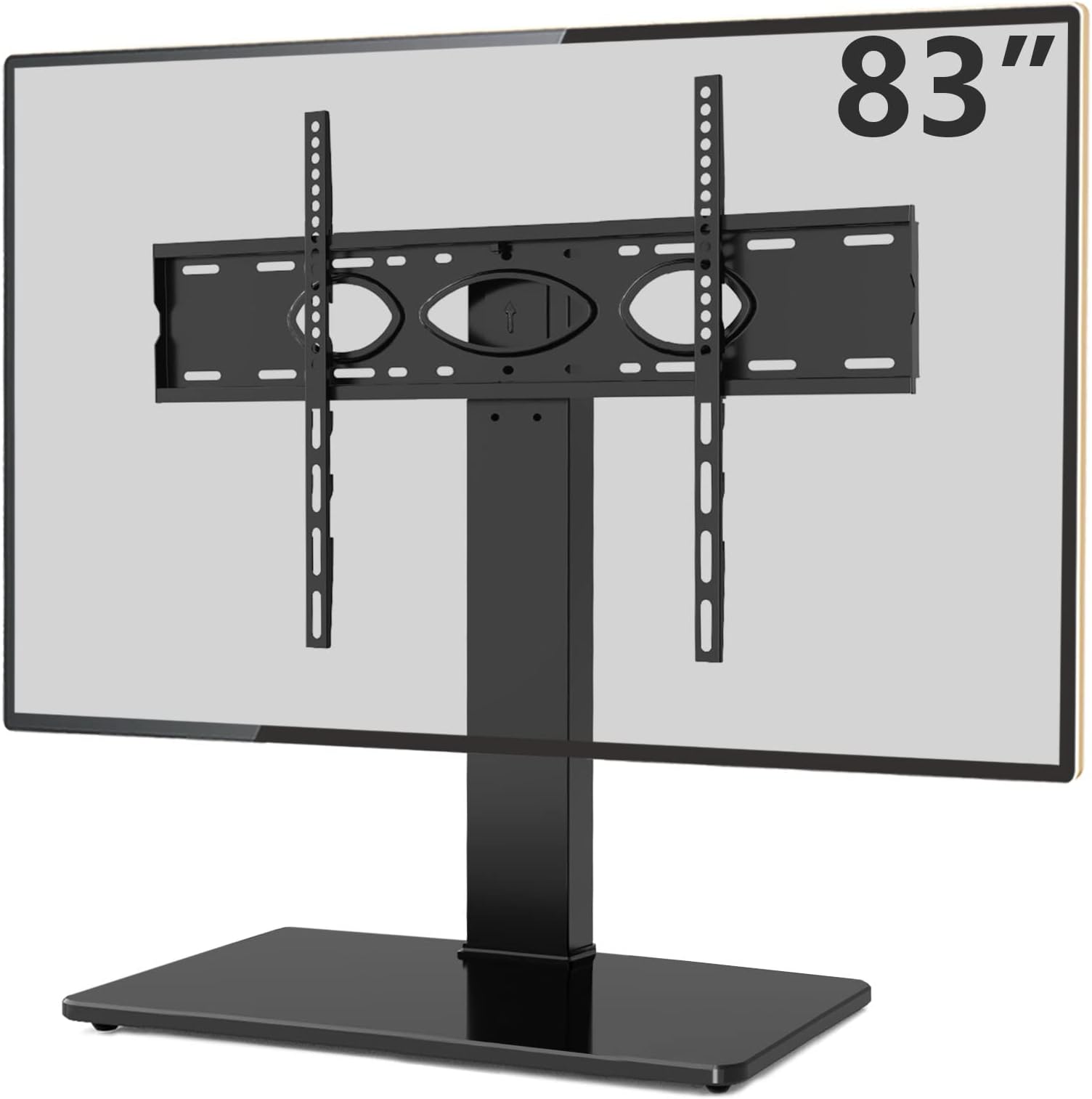 TAVR Universal Swivel TV Stand Base Tabletop TV Stand for 50-83 Inch LCD LED Flat Screen TV, 6 Level Height Adjustable TV Mount Stand with Tempered Glass Base, Hold up to 110 lbs, Max VESA 600x400 mm