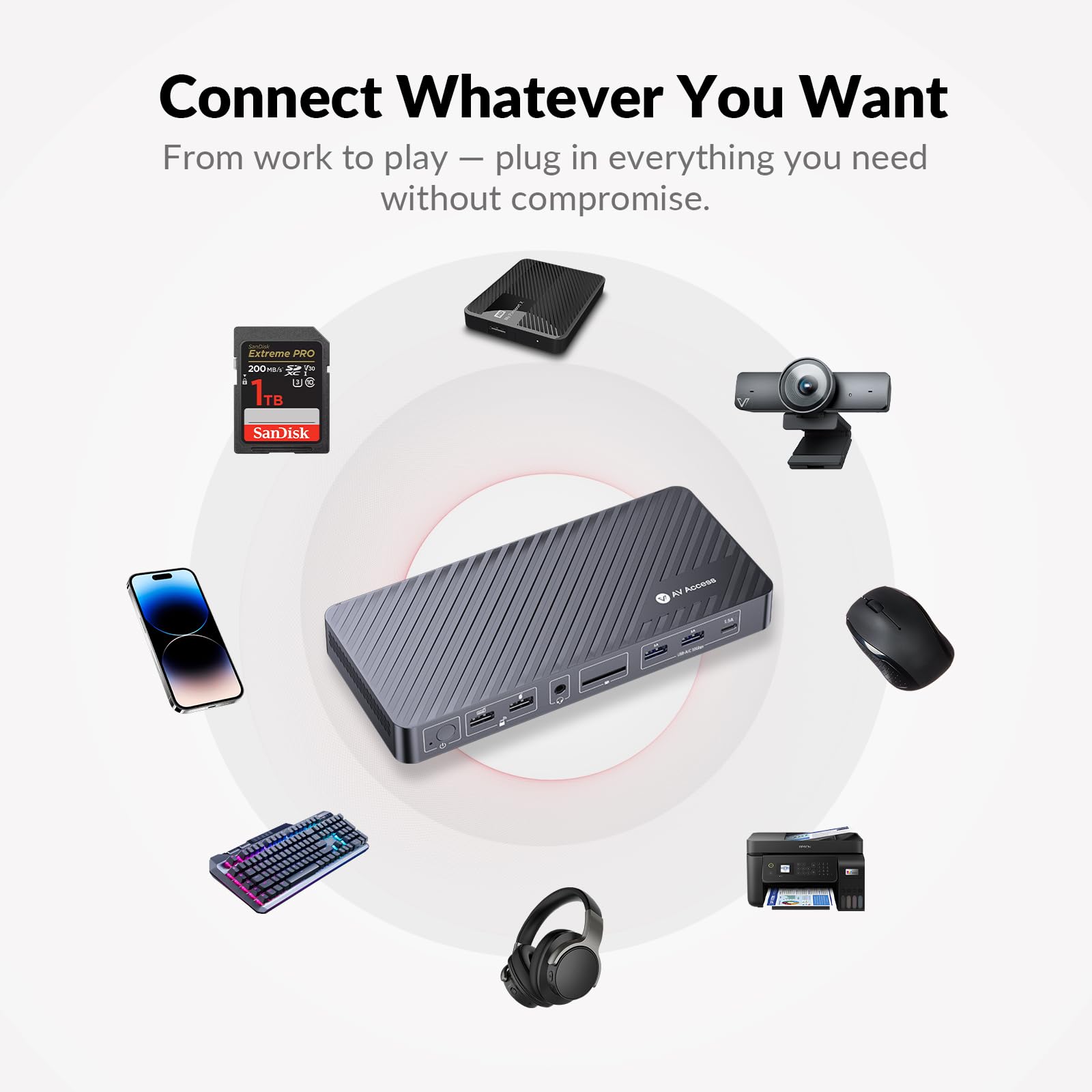 Docking Station, Docking Station per Laptop 13-in-1 Triple Display, 4K HDMI e 2 x DP, Ricavo Laptop 100W, USB-C/A 10Gbps, Ethernet, Audio, SD, Dock USB-C per MacBook/Chrome/Dell/HP/Lenovo