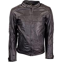TRY Moto - Chaqueta Moto Hombre - Piel - XL - Protecciones en Hombros y Codos - En Negro - De Cuero Genuino - Certificado AA - Forro Térmico Extraíble