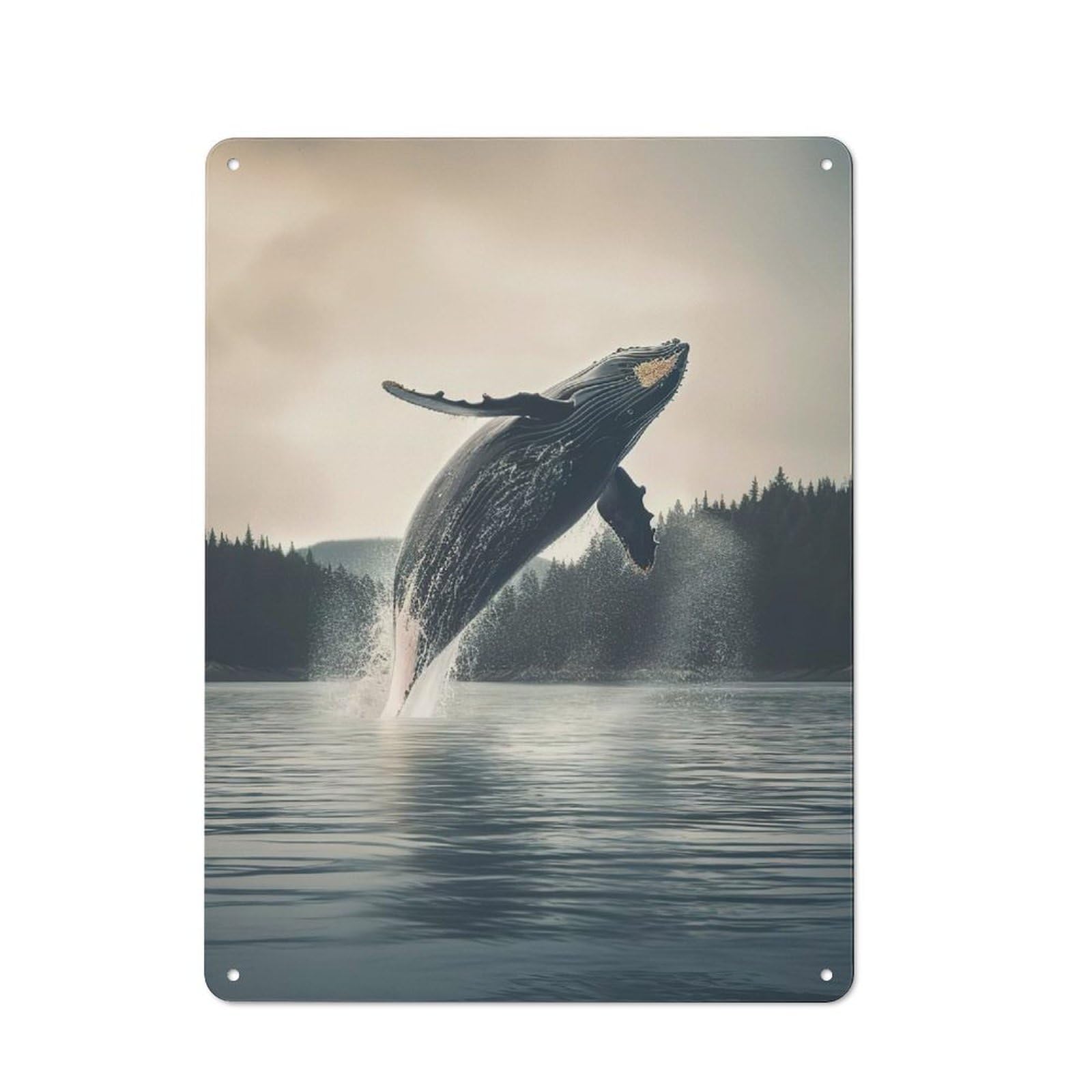 Junmoney Whale Shark Portrait For Bar Or Restaurant, Retro Metal Plaque 40X30cm, A Decorative Christmas Gift For Hospitality Decor Collectors