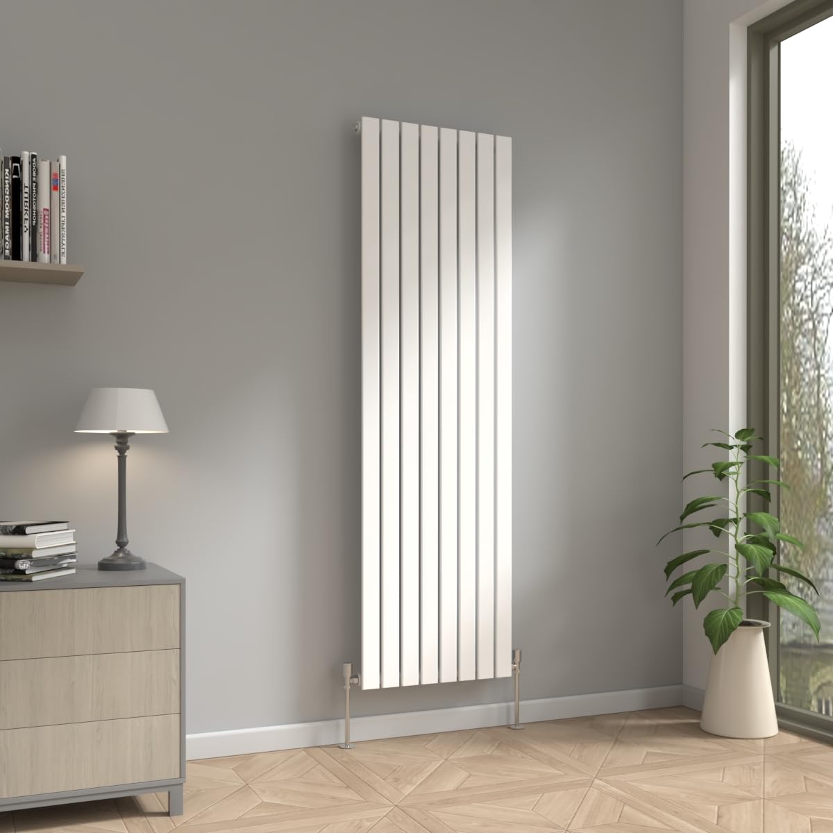 NRG 1800 x 544mm Vertical Radiator Gloss White Single Modern Flat Panel Bathroom Central Heating Heater Radiators