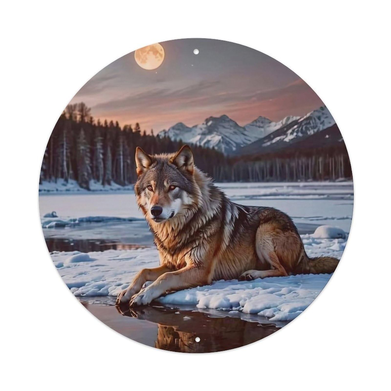 Animal Artwork Wolf in The Snow Metal Tin Sign