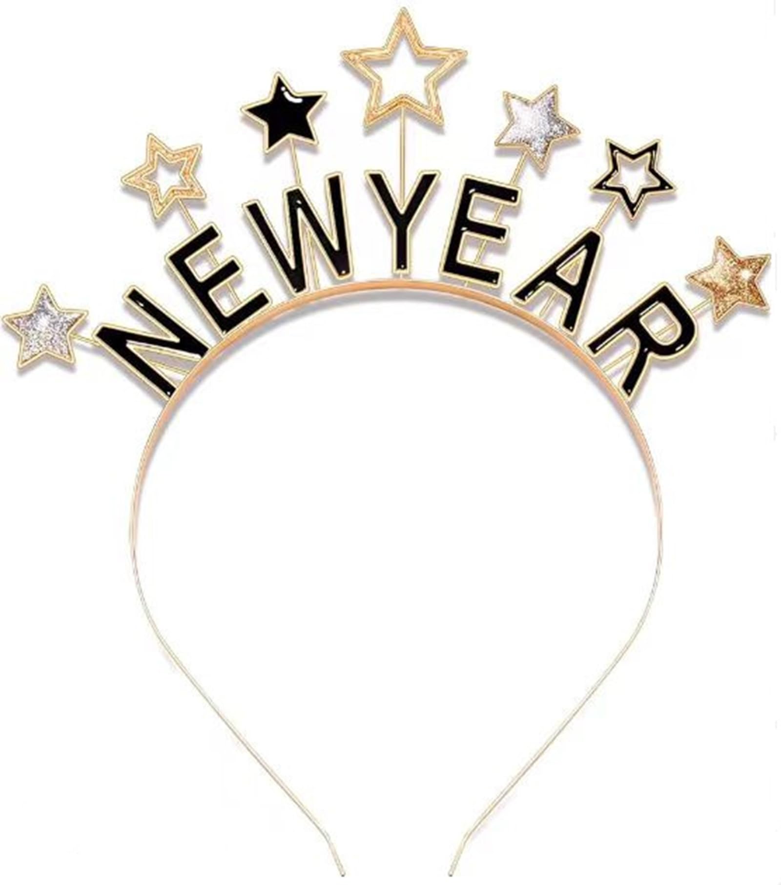 Apone Fatu Girls Women Happy New Year Headband Tiara New Year Eve Women's Sparkly Rhinestone New Years Tiara Headbands Merry Christmas (Gold C, One