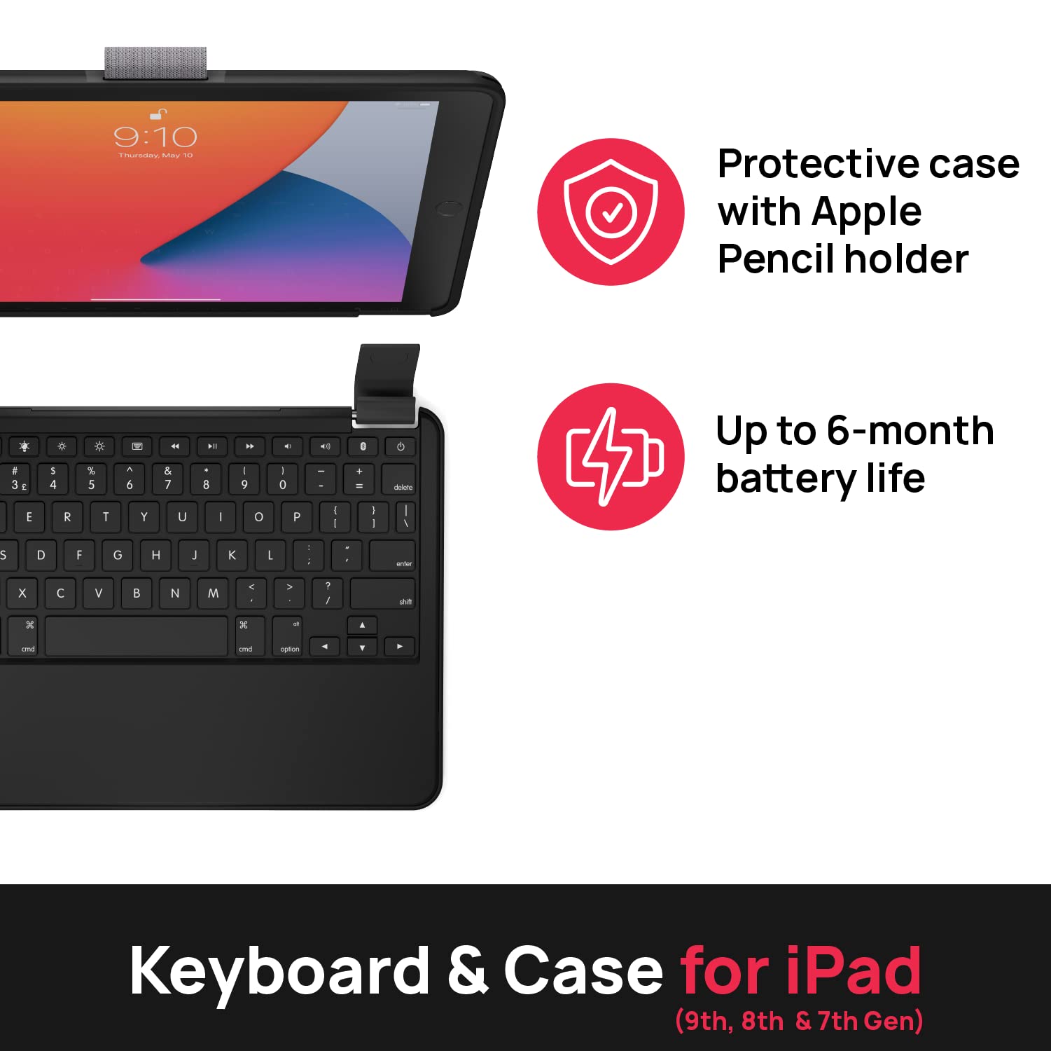 Brydge 10.2 MAX+, Wireless iPad Keyboard Case with Trackpad for iPad