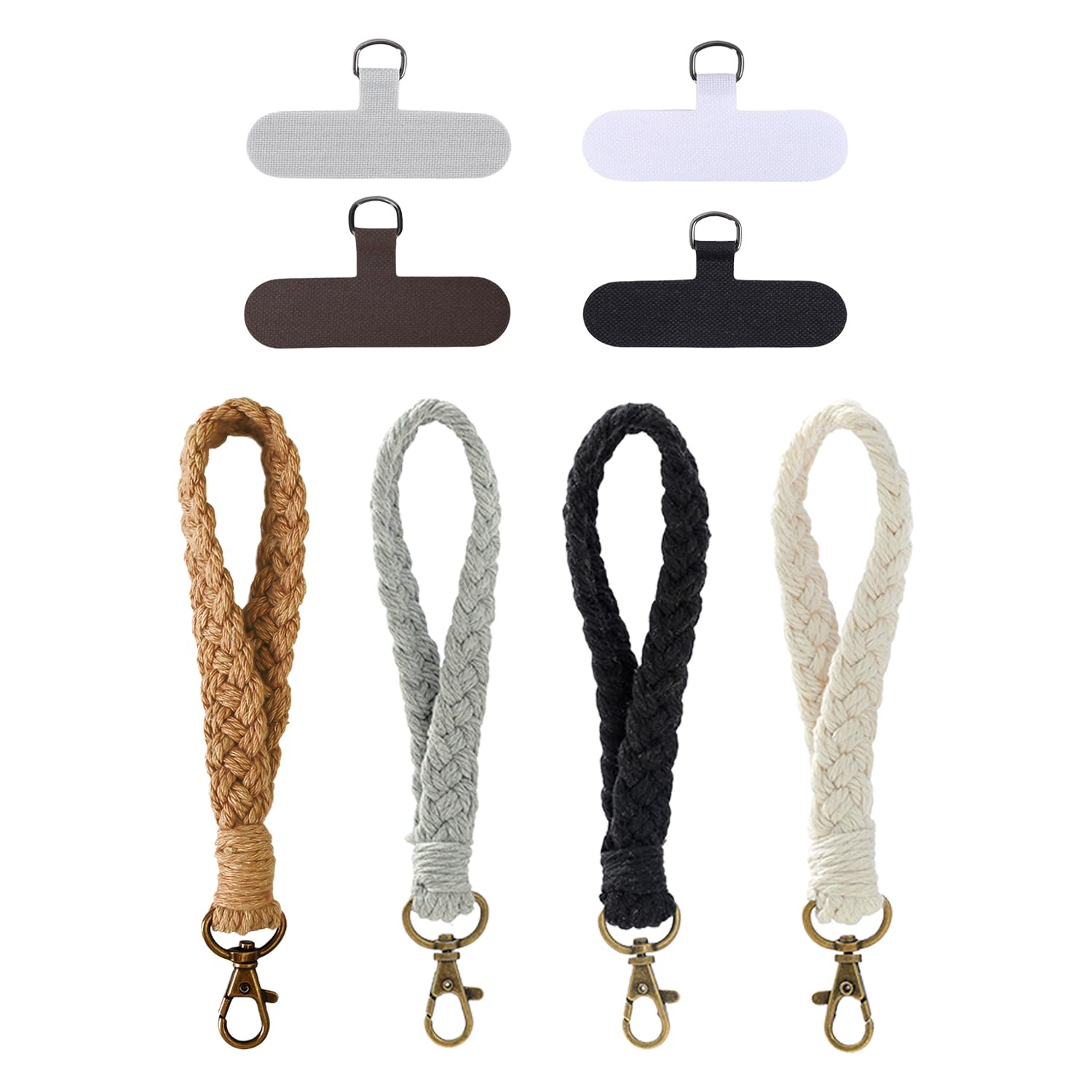 WUFGWBD 4 Pieces Of Mobile Phone Ropes And 4 Pieces Of Mobile Phone Spacers, Braided Lanyards, Simple Mobile Phone Lanyards, Mobile Phone Wrist Ropes, Mobile Phone Accessories