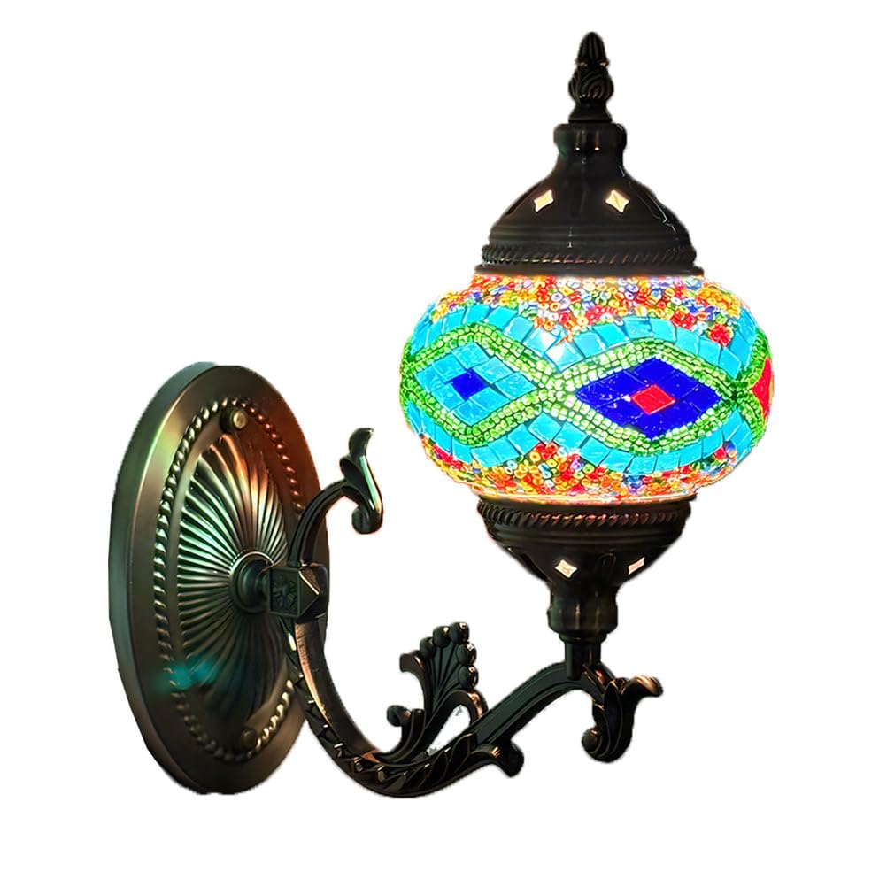 GAUUA Turkish Retro Exotic Handmade Mosaic Characteristic Restaurant Antique Aisle Corridor Glass Patch Wall Lights
