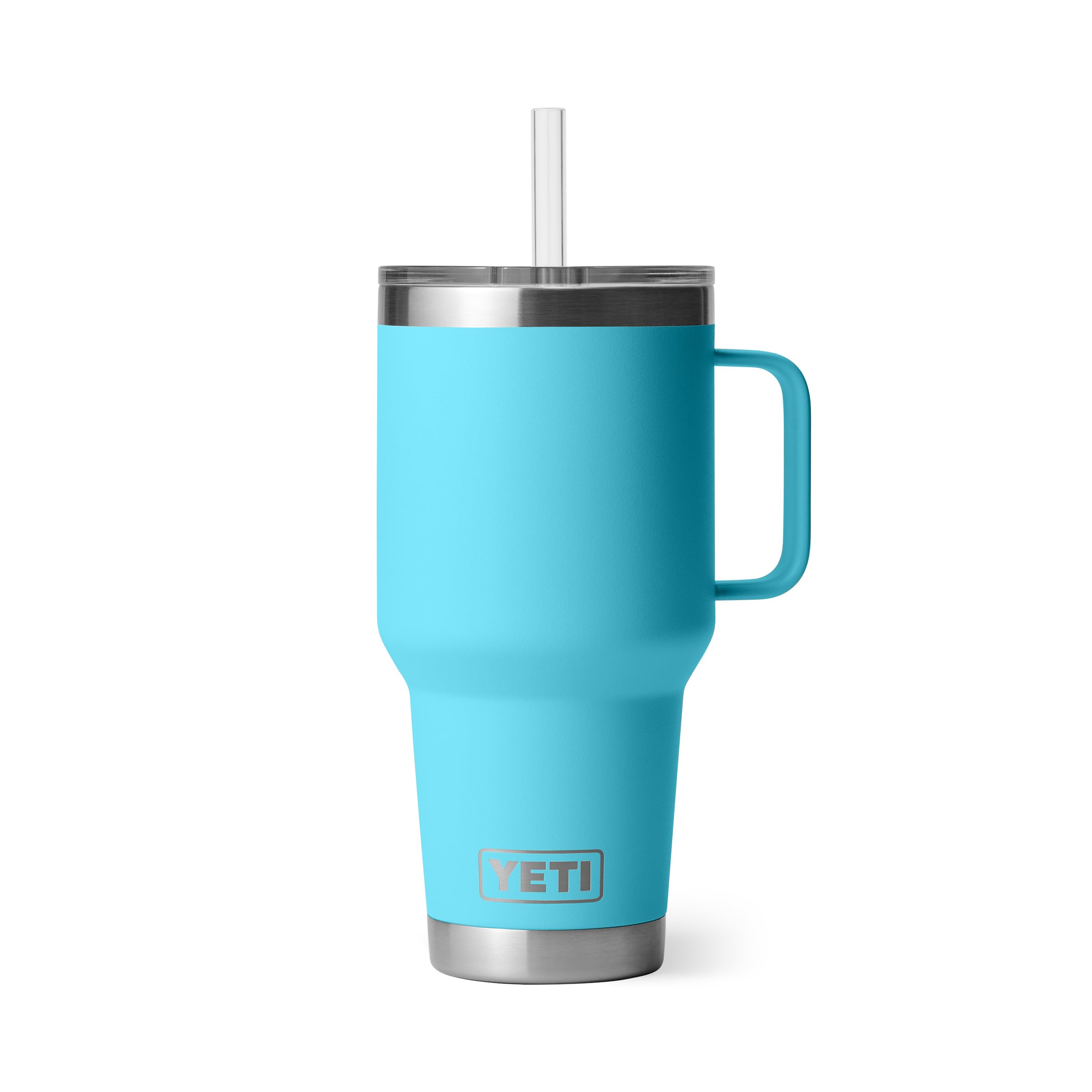 YETI Rambler 35 oz Tumbler with Handle and Straw Lid, Travel Mug Water Tumbler, Vacuum Insulated Cup with Handle, Stainless Steel, Reef Blue