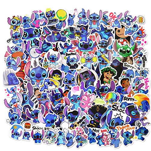 Lilo and Stitc_h Stickers 100pcs Disne_y Cartoon Vinyl Waterproof Stickers for Water Bottles Hydroflasks Laptop Computer Decal Stickers for Adults Teens Girls