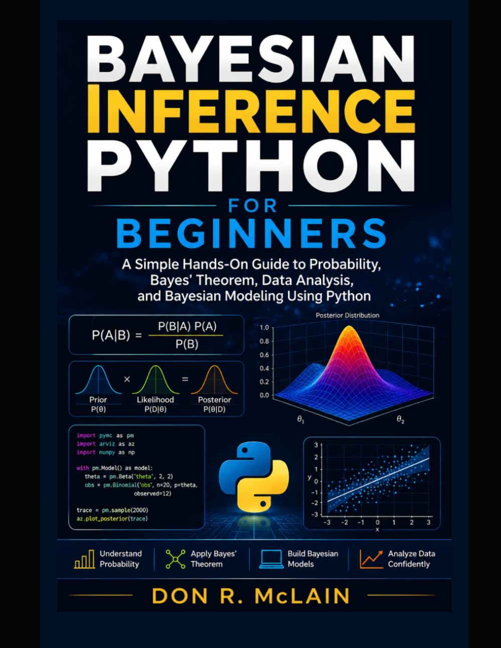 Bayesian Inference Python for Beginners: A Simple Hands-On Guide to Probability, Bayes' Theorem, Data Analysis, and Bayesian Modeling Using Python